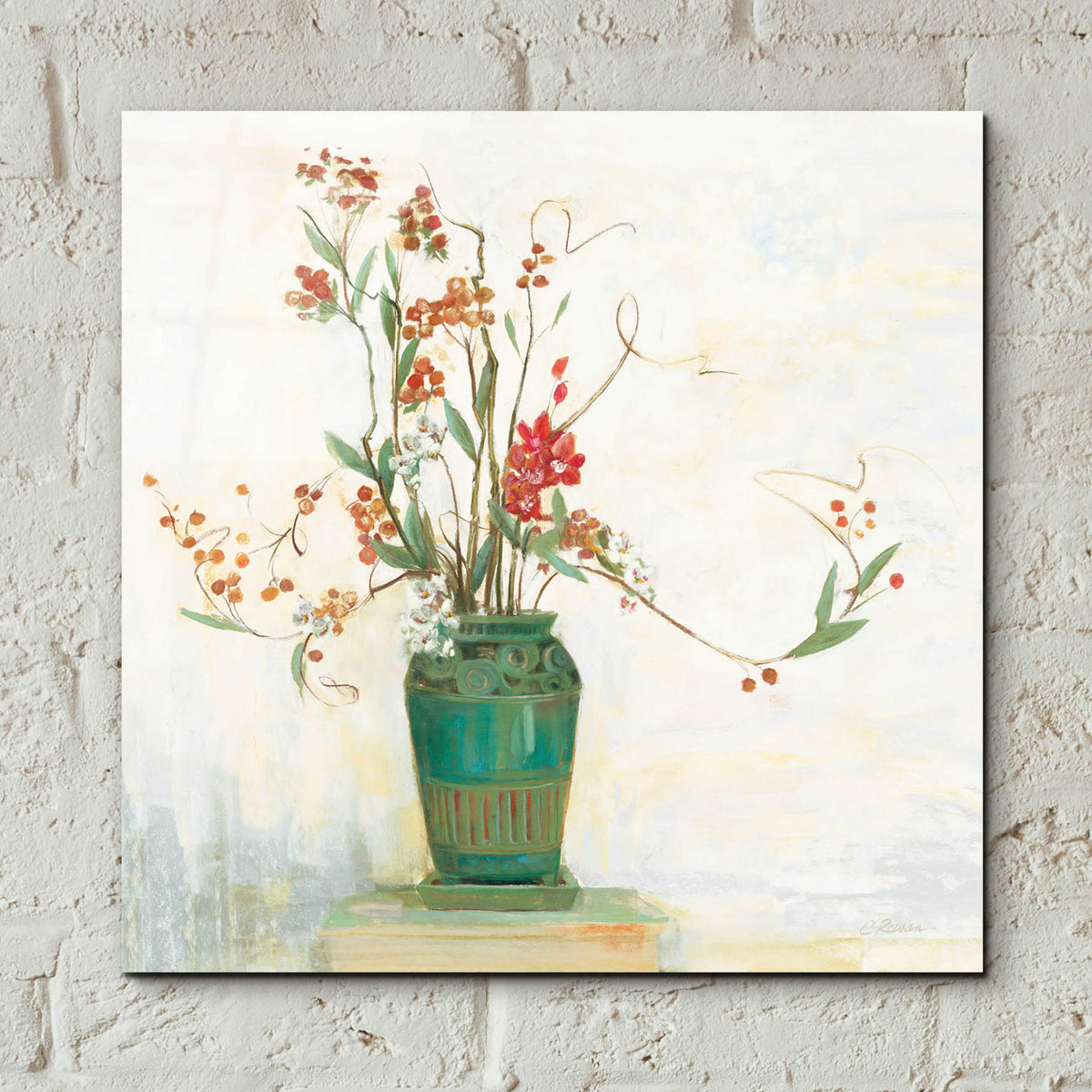 Bittersweet I V2 White by Carol Rowan - 12x12 acrylic wall art in a room
