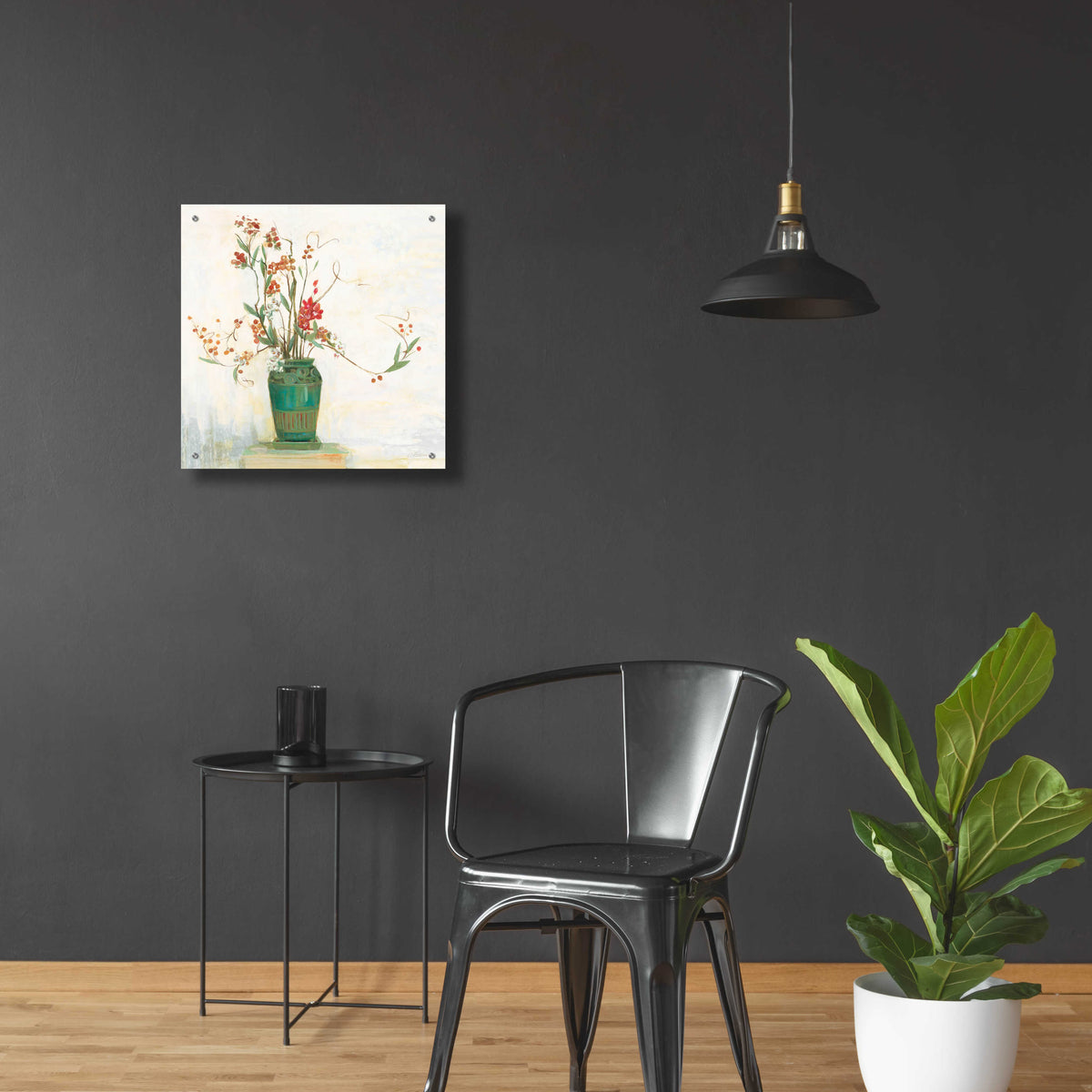 Bittersweet I V2 White by Carol Rowan - 24x24 acrylic wall art in a room