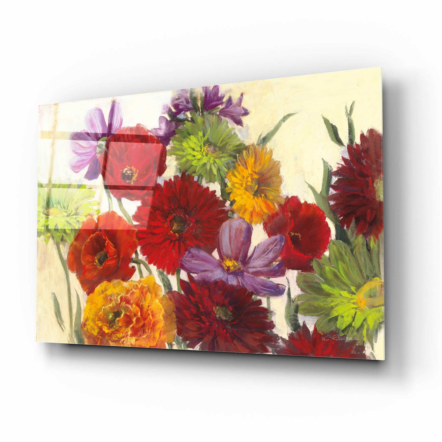 Epic Art 'Flower Scatter' by Carol Rowan, Acrylic Glass Wall Art,16x12