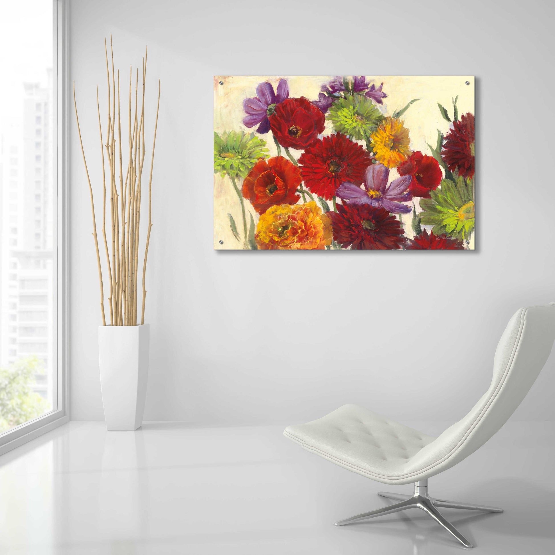 Epic Art 'Flower Scatter' by Carol Rowan, Acrylic Glass Wall Art,36x24