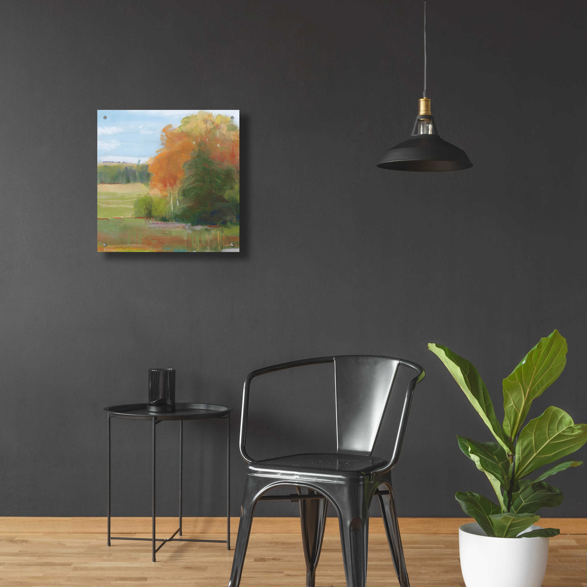 Abstract Field II Bright Blue Sky by Carol Rowan - 24x24 acrylic wall art in a room