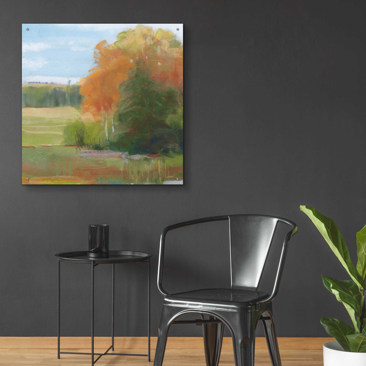 Abstract Field II Bright Blue Sky by Carol Rowan - 36x36 acrylic wall art in a room