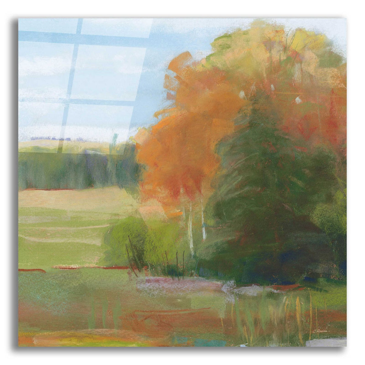 Abstract Field II Bright Blue Sky by Carol Rowan acrylic glass wall art