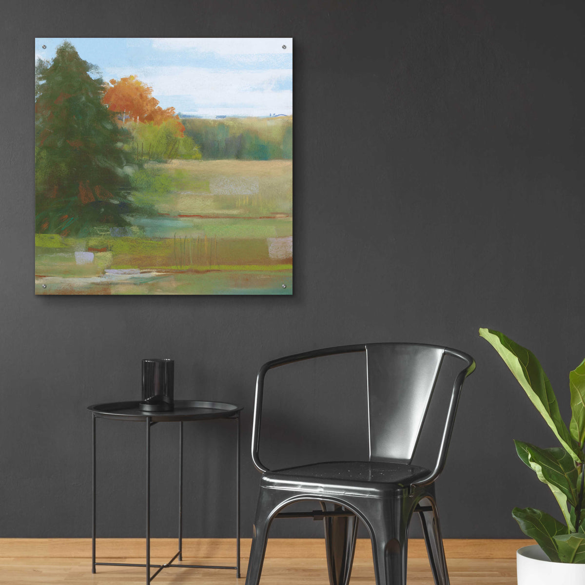 Abstract Field I Bright Blue Sky by Carol Rowan - 36x36 acrylic wall art in a room