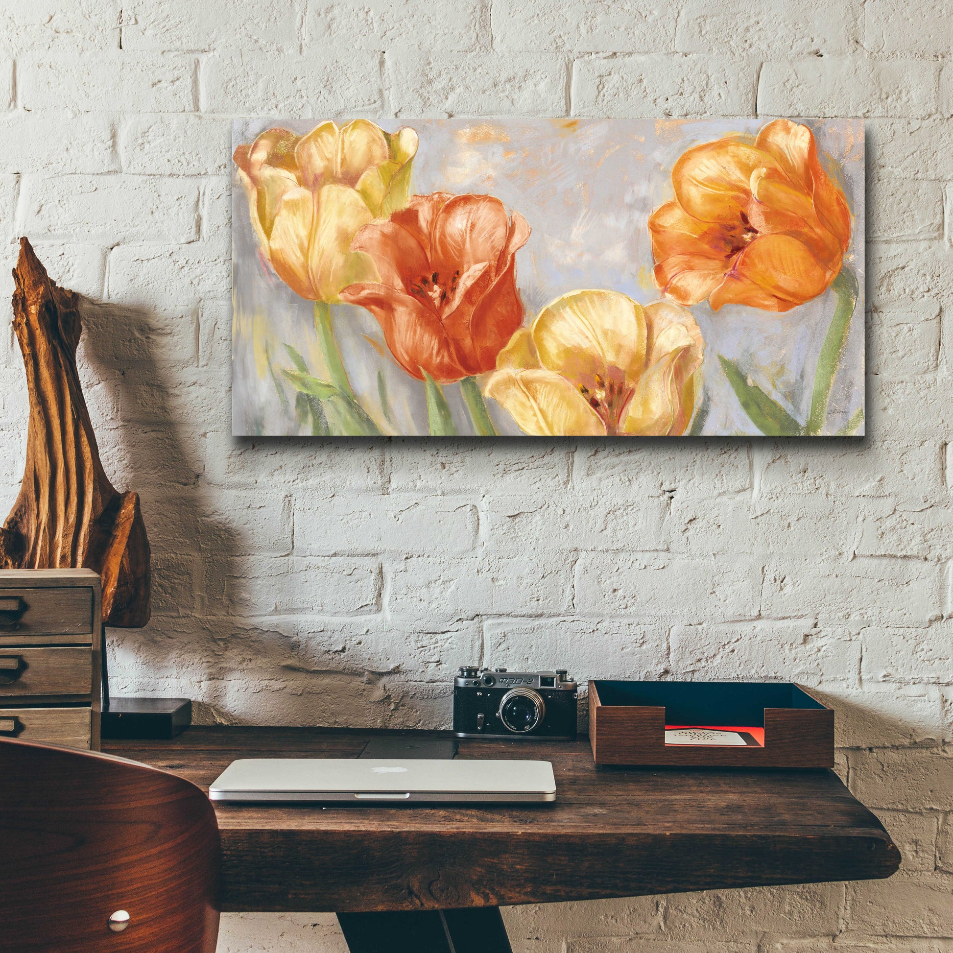 Epic Art 'Yellow Tulips Bold' by Carol Rowan, Acrylic Glass Wall Art,24x12