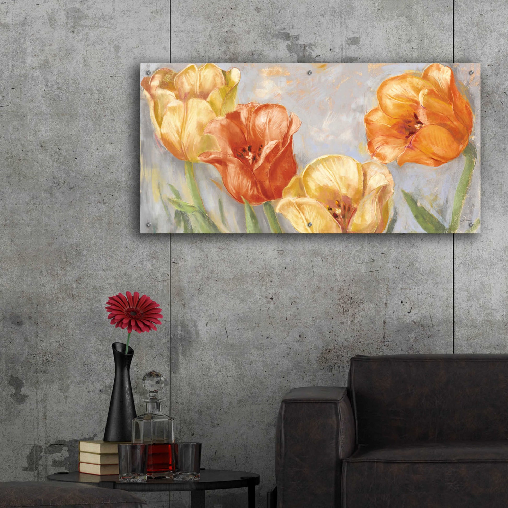 Epic Art 'Yellow Tulips Bold' by Carol Rowan, Acrylic Glass Wall Art,48x24