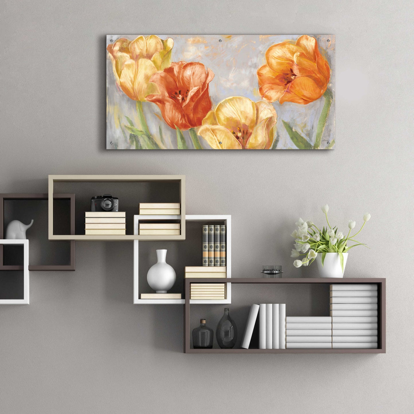 Epic Art 'Yellow Tulips Bold' by Carol Rowan, Acrylic Glass Wall Art,48x24