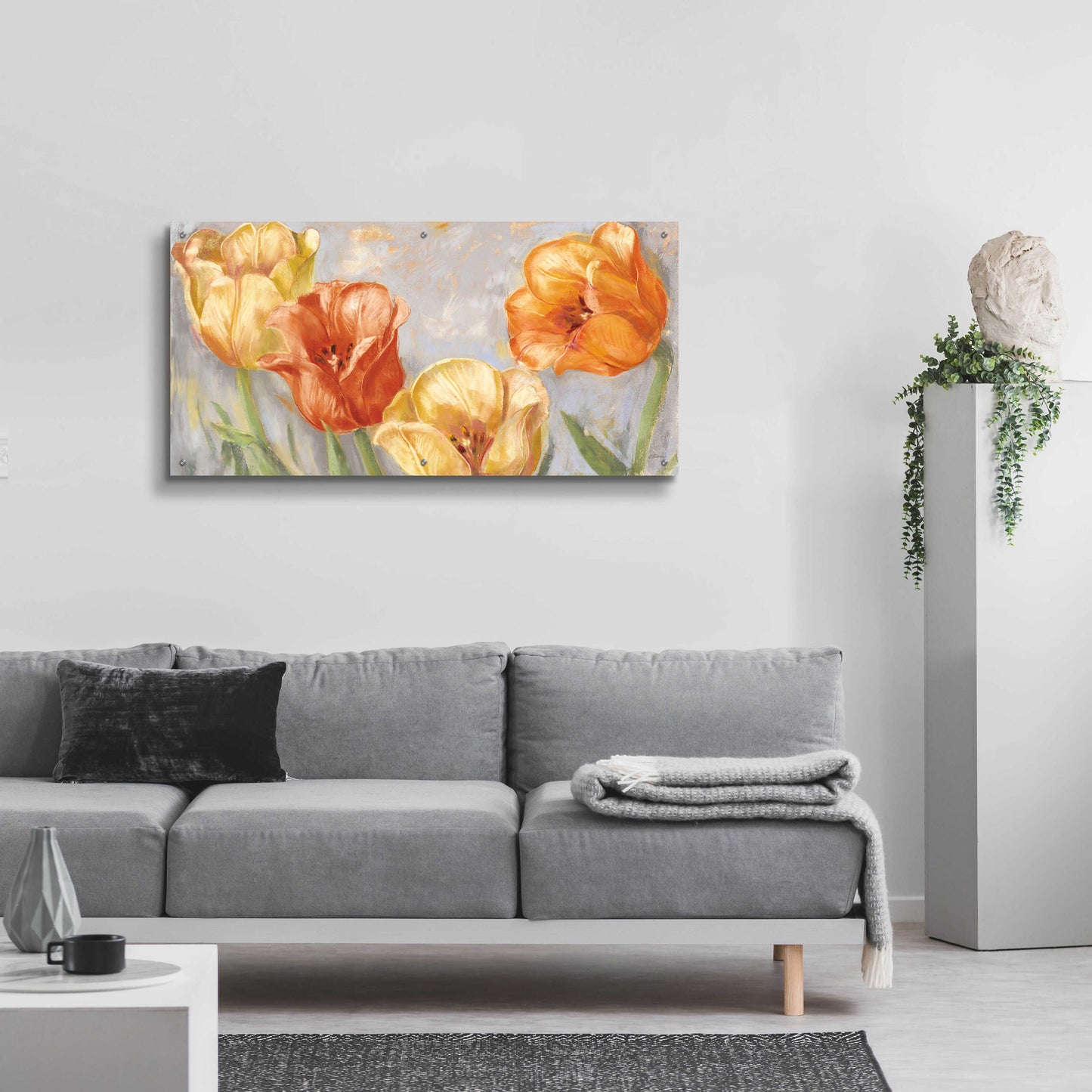 Epic Art 'Yellow Tulips Bold' by Carol Rowan, Acrylic Glass Wall Art,48x24