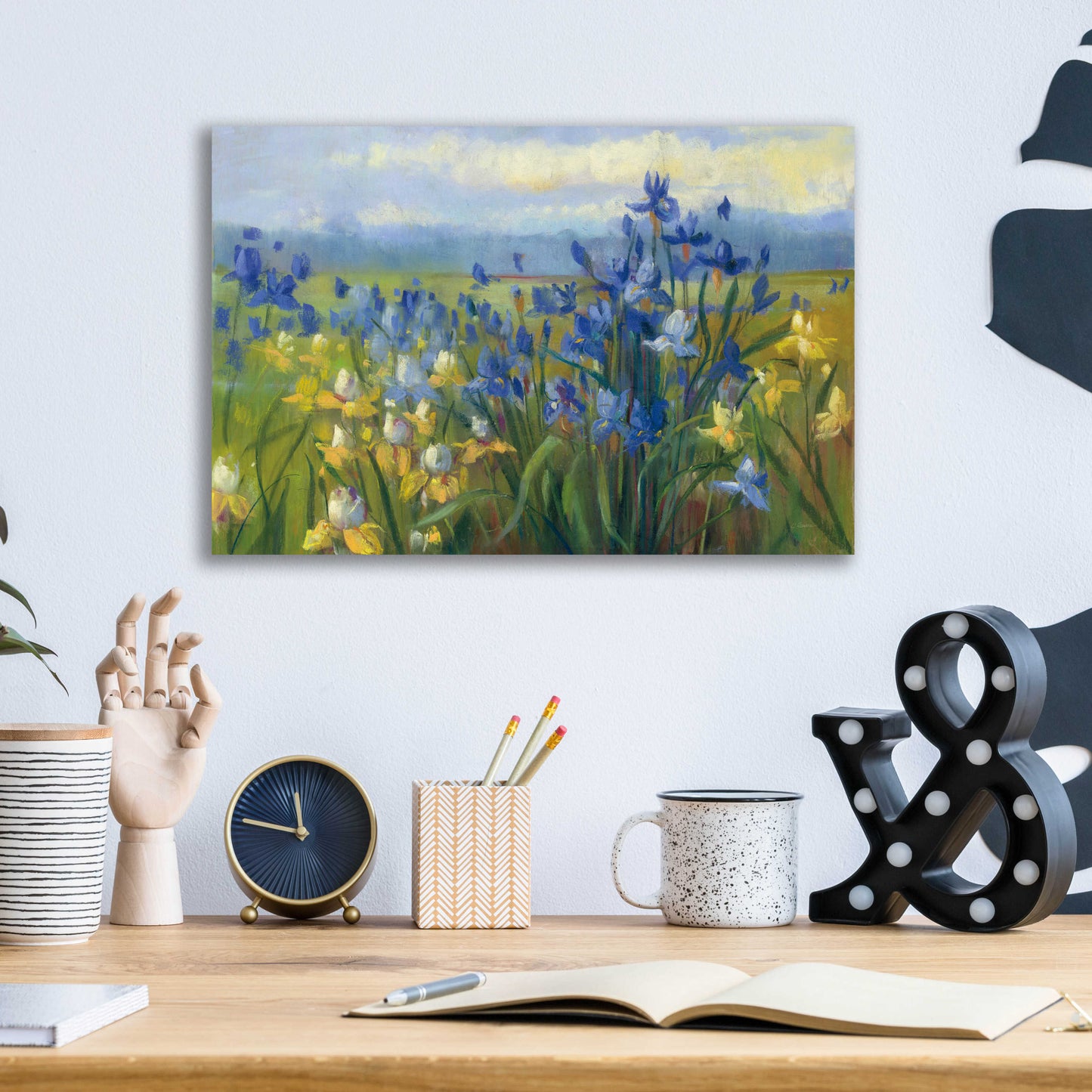 Epic Art 'Blue And Yellow Flower Field V2' by Carol Rowan, Acrylic Glass Wall Art,16x12