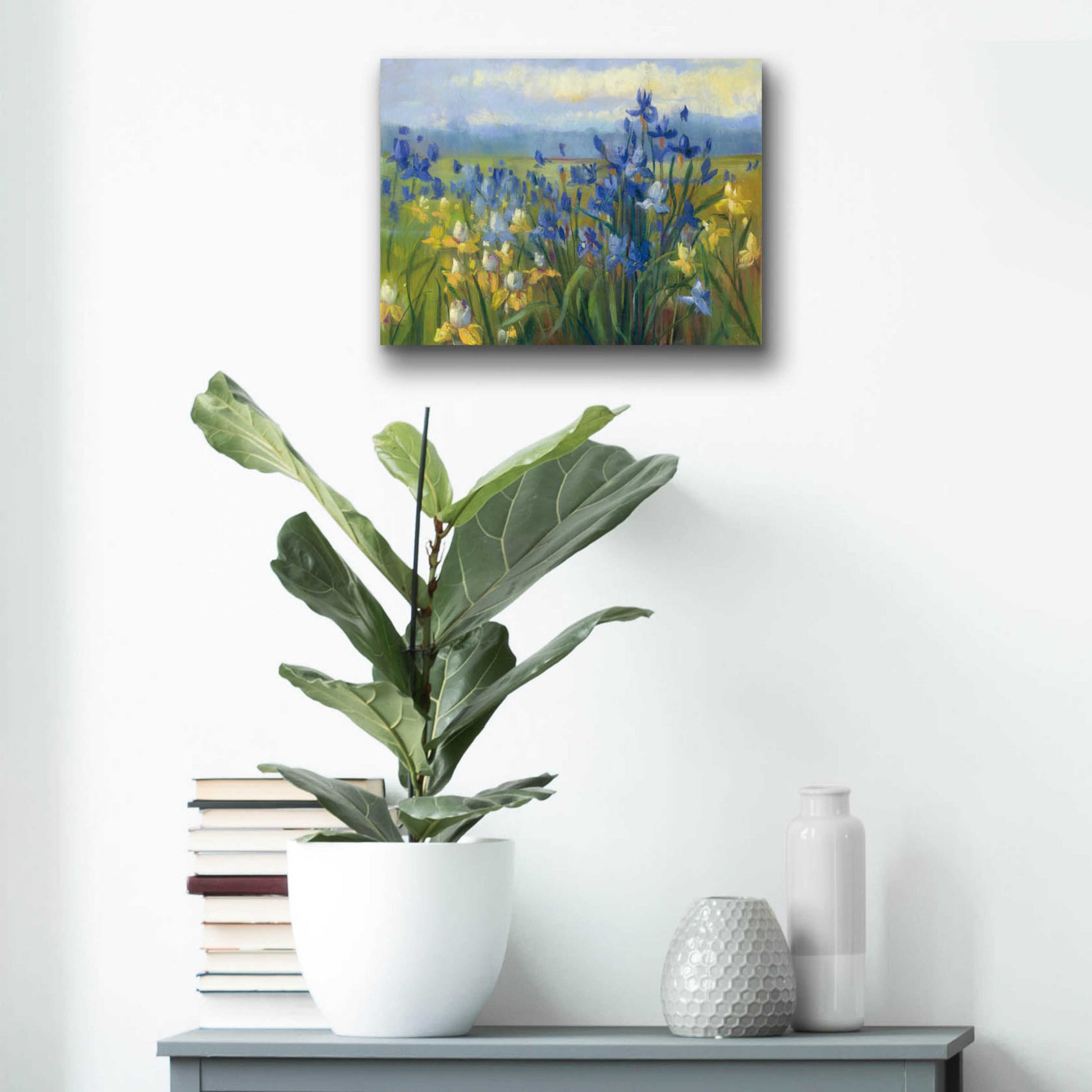 Epic Art 'Blue And Yellow Flower Field V2' by Carol Rowan, Acrylic Glass Wall Art,16x12