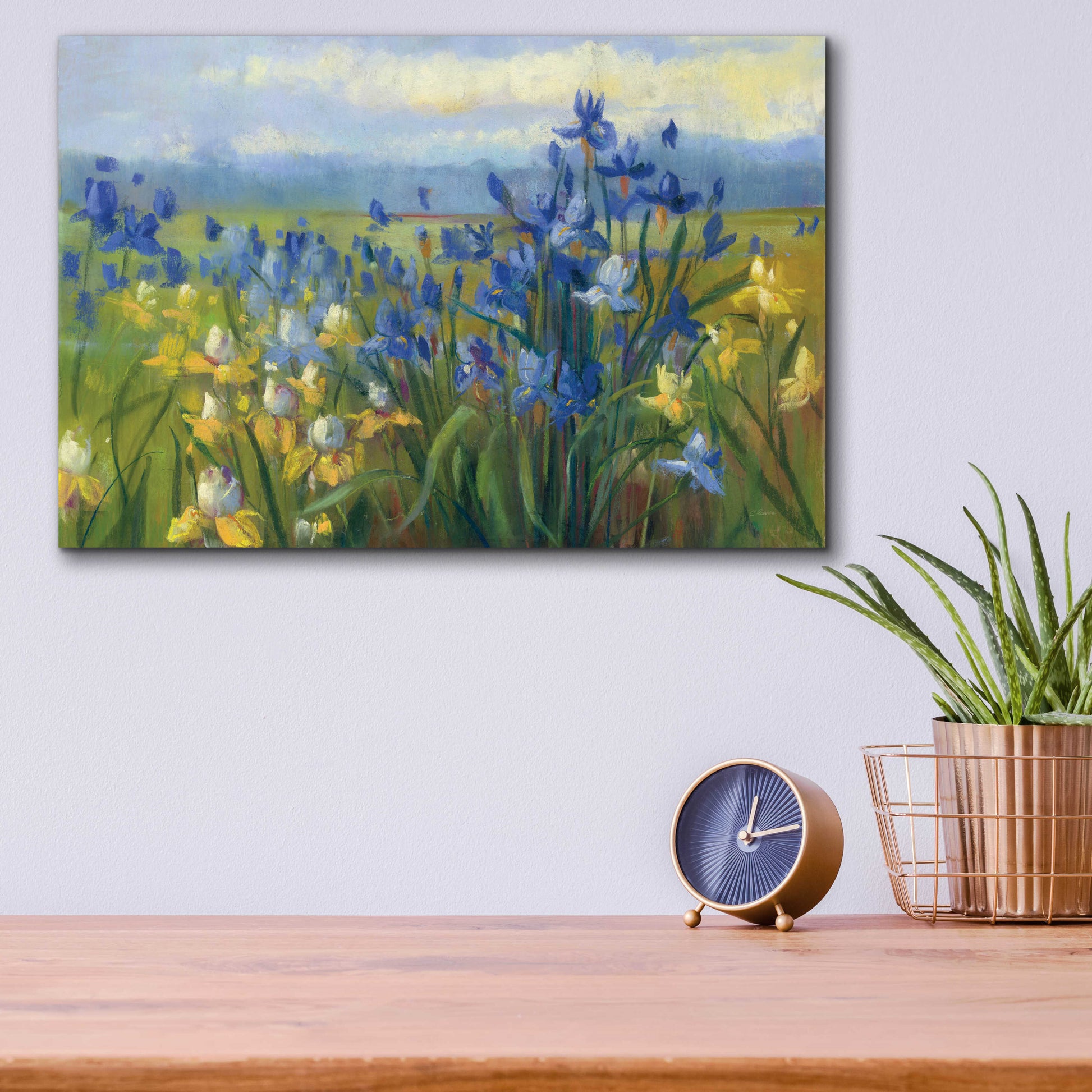 Epic Art 'Blue And Yellow Flower Field V2' by Carol Rowan, Acrylic Glass Wall Art,16x12