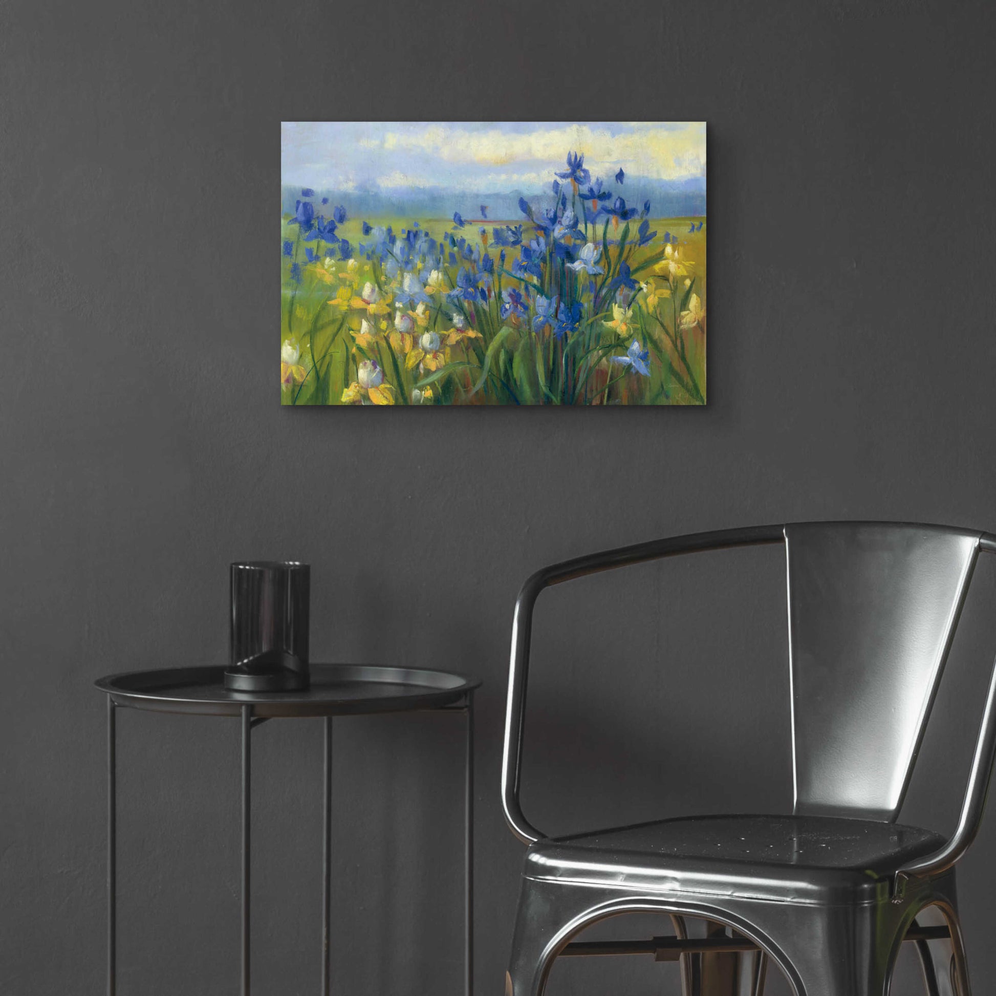 Epic Art 'Blue And Yellow Flower Field V2' by Carol Rowan, Acrylic Glass Wall Art,24x16