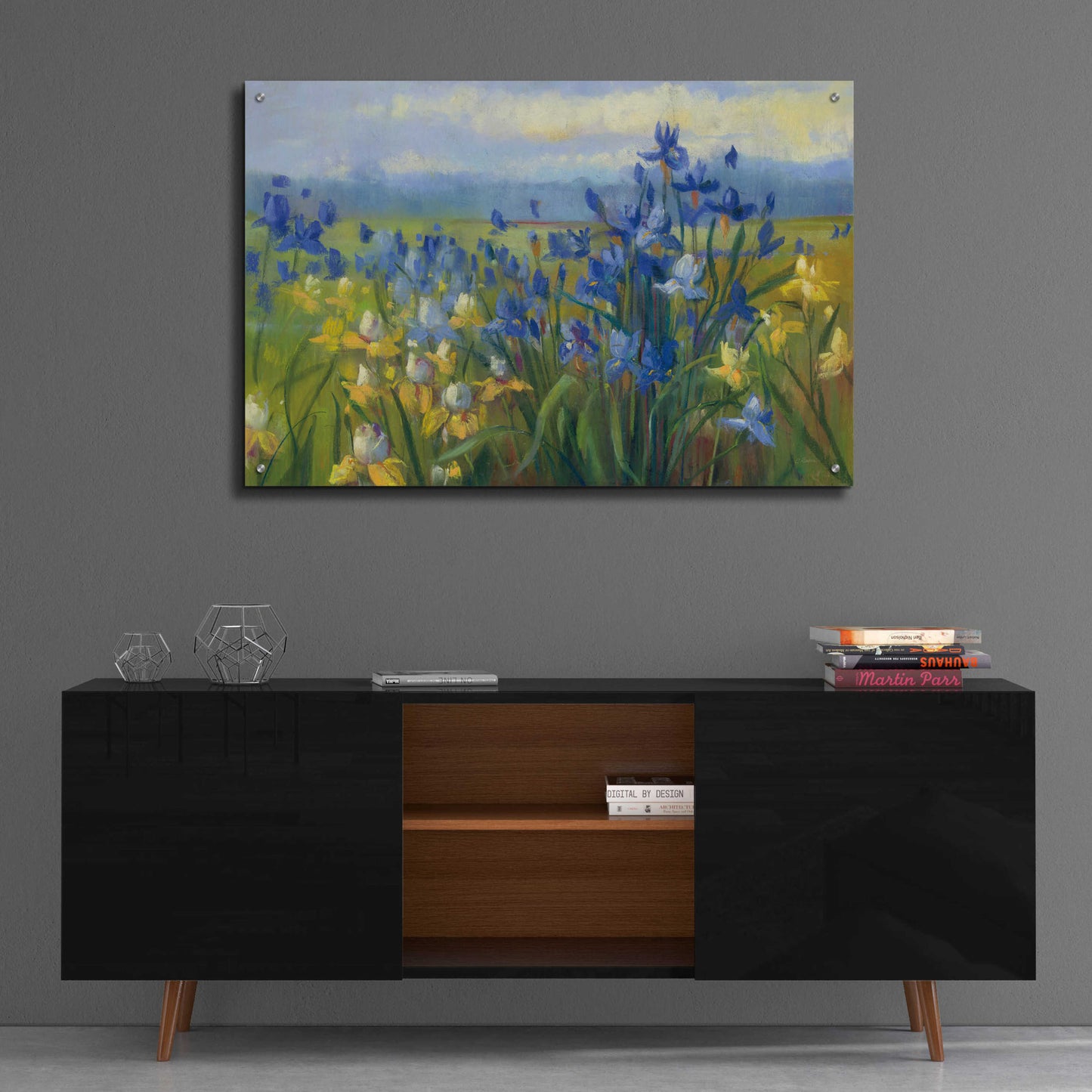 Epic Art 'Blue And Yellow Flower Field V2' by Carol Rowan, Acrylic Glass Wall Art,36x24