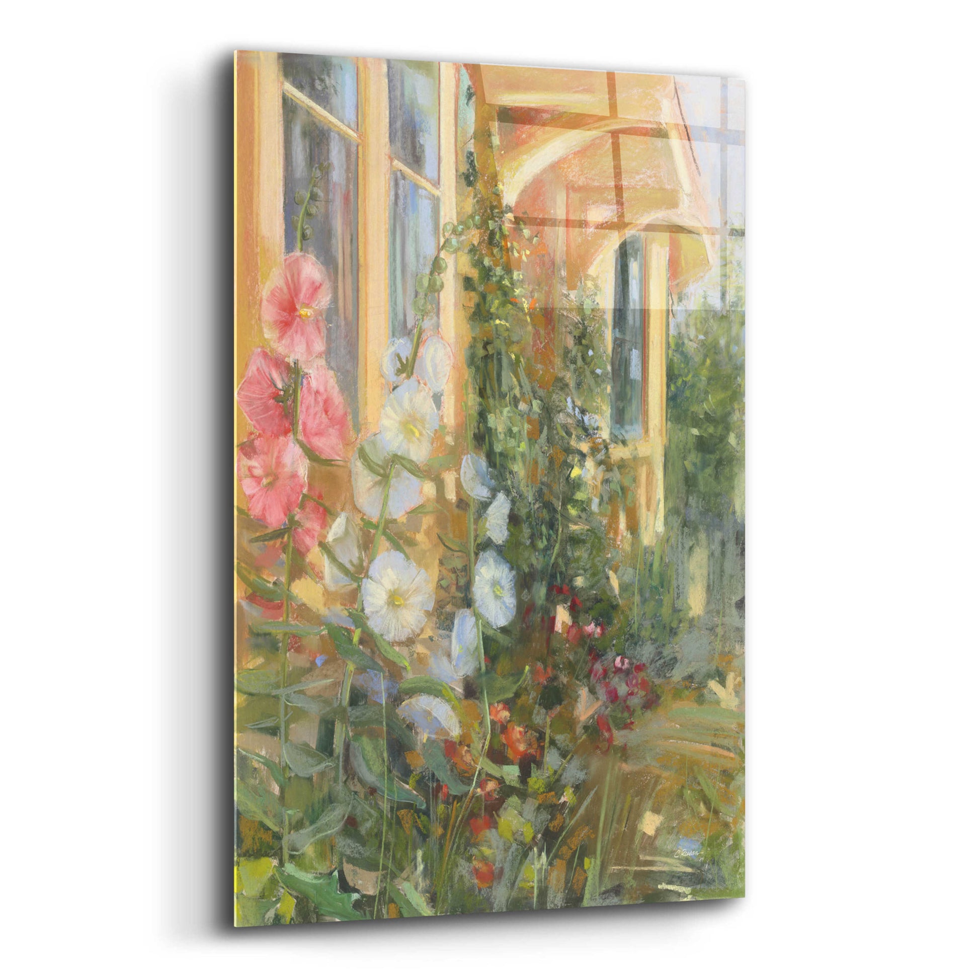 Epic Art 'Summer Hollyhocks' by Carol Rowan, Acrylic Glass Wall Art,12x16