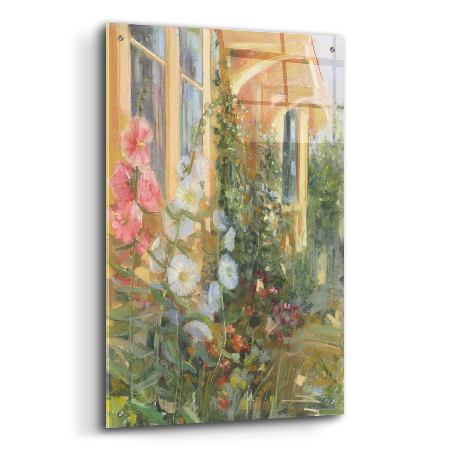 Epic Art 'Summer Hollyhocks' by Carol Rowan, Acrylic Glass Wall Art,24x36