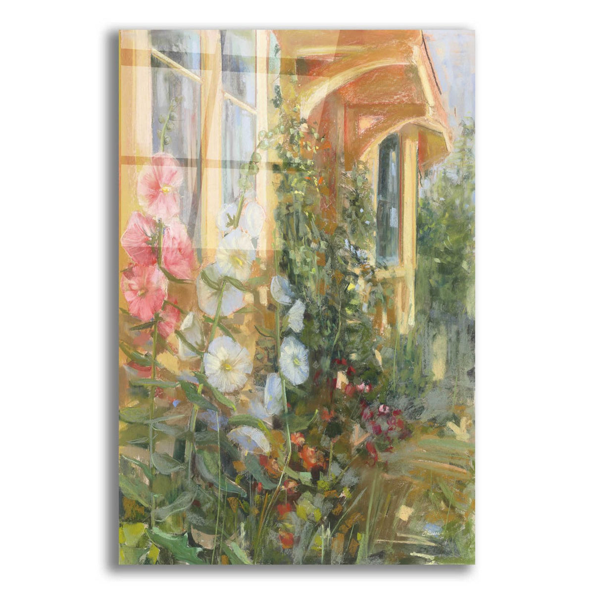 Summer Hollyhocks by Carol Rowan acrylic glass wall art