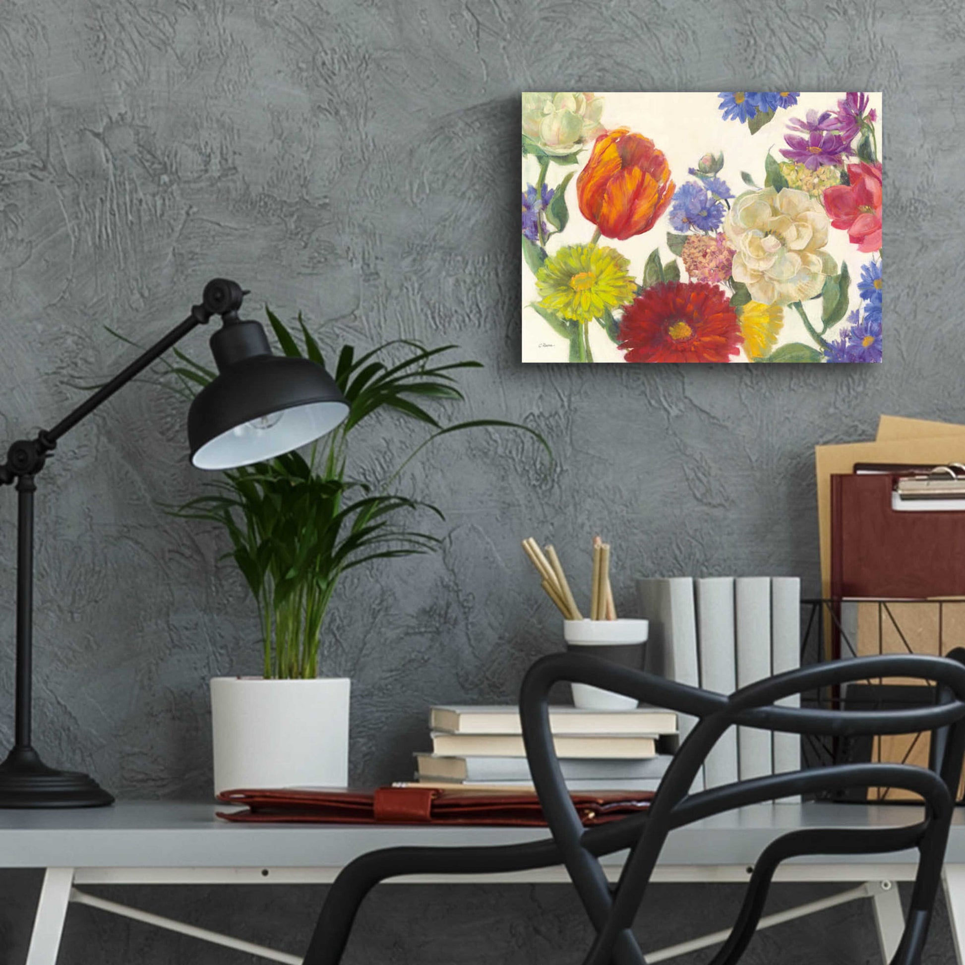 Epic Art 'Colorful Flowers On White' by Carol Rowan, Acrylic Glass Wall Art,16x12