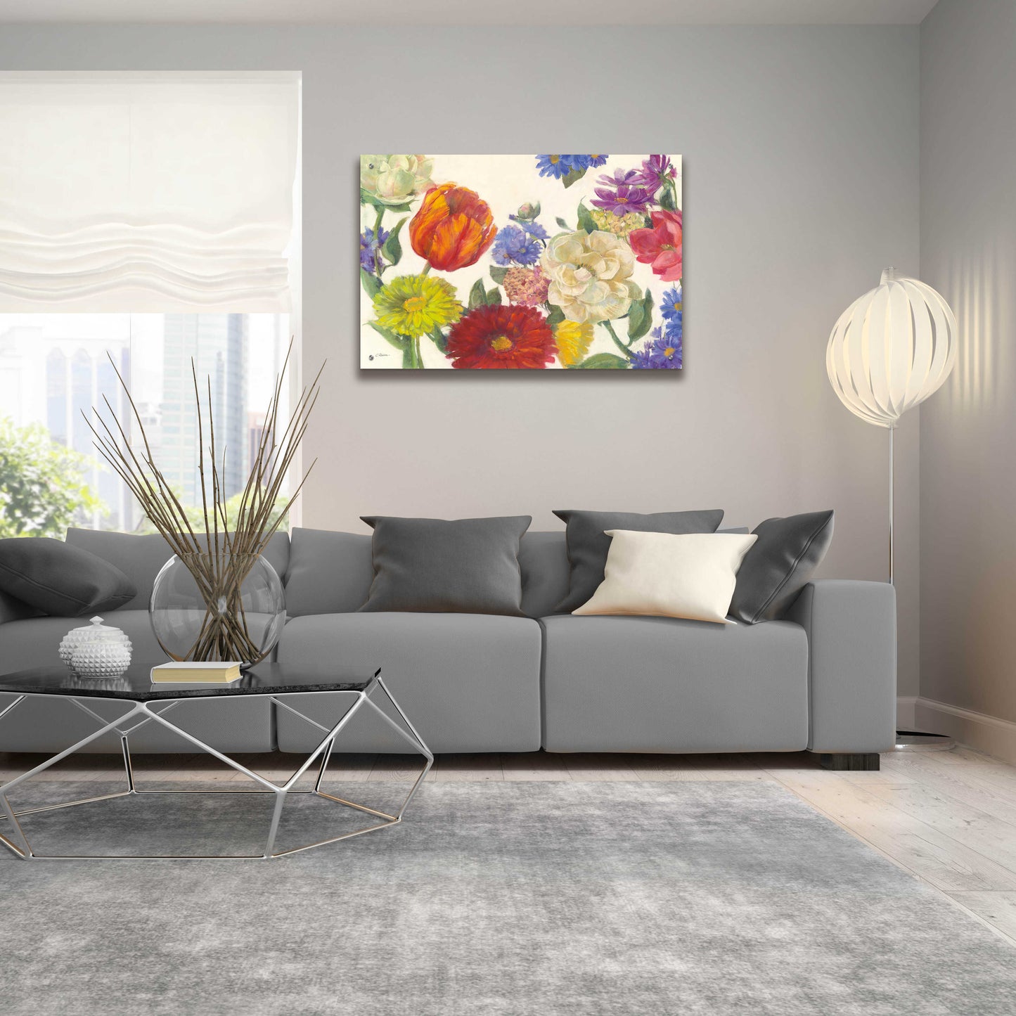 Epic Art 'Colorful Flowers On White' by Carol Rowan, Acrylic Glass Wall Art,36x24