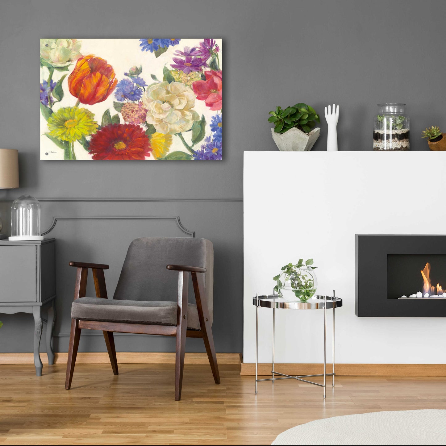 Epic Art 'Colorful Flowers On White' by Carol Rowan, Acrylic Glass Wall Art,36x24