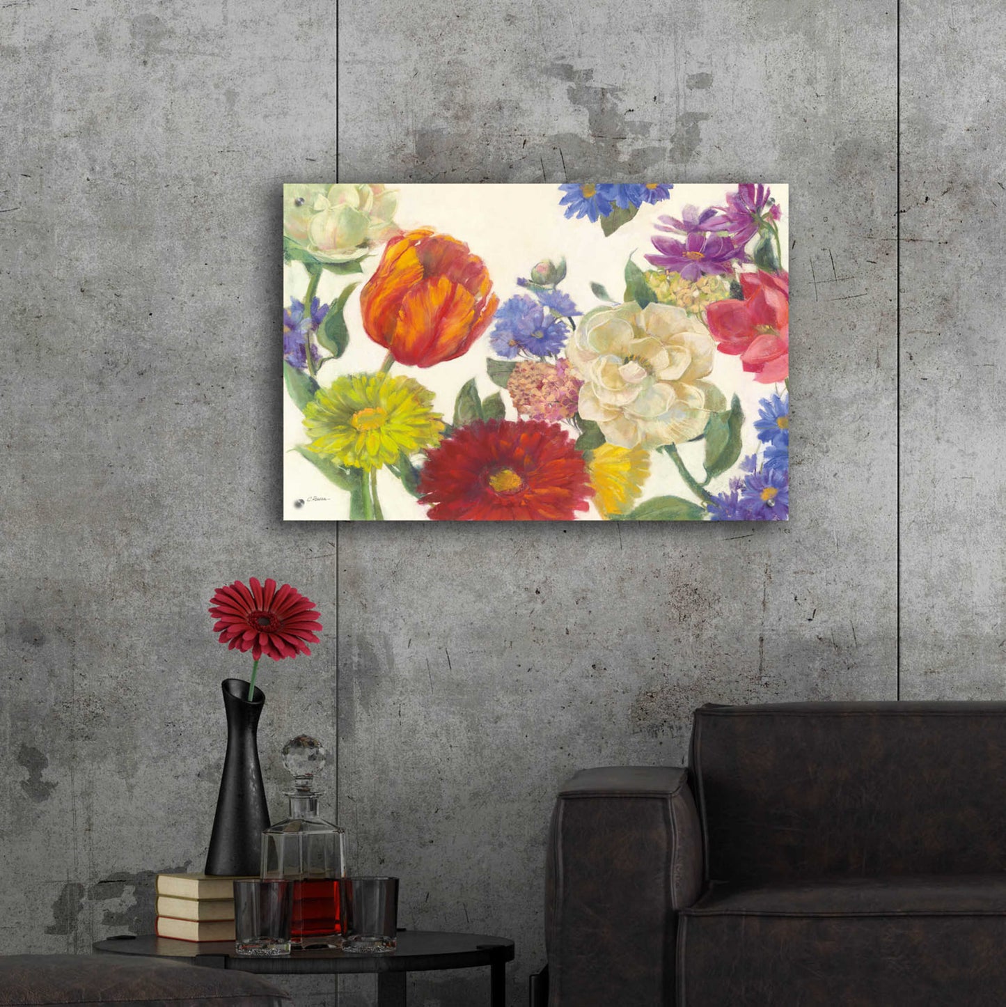 Epic Art 'Colorful Flowers On White' by Carol Rowan, Acrylic Glass Wall Art,36x24