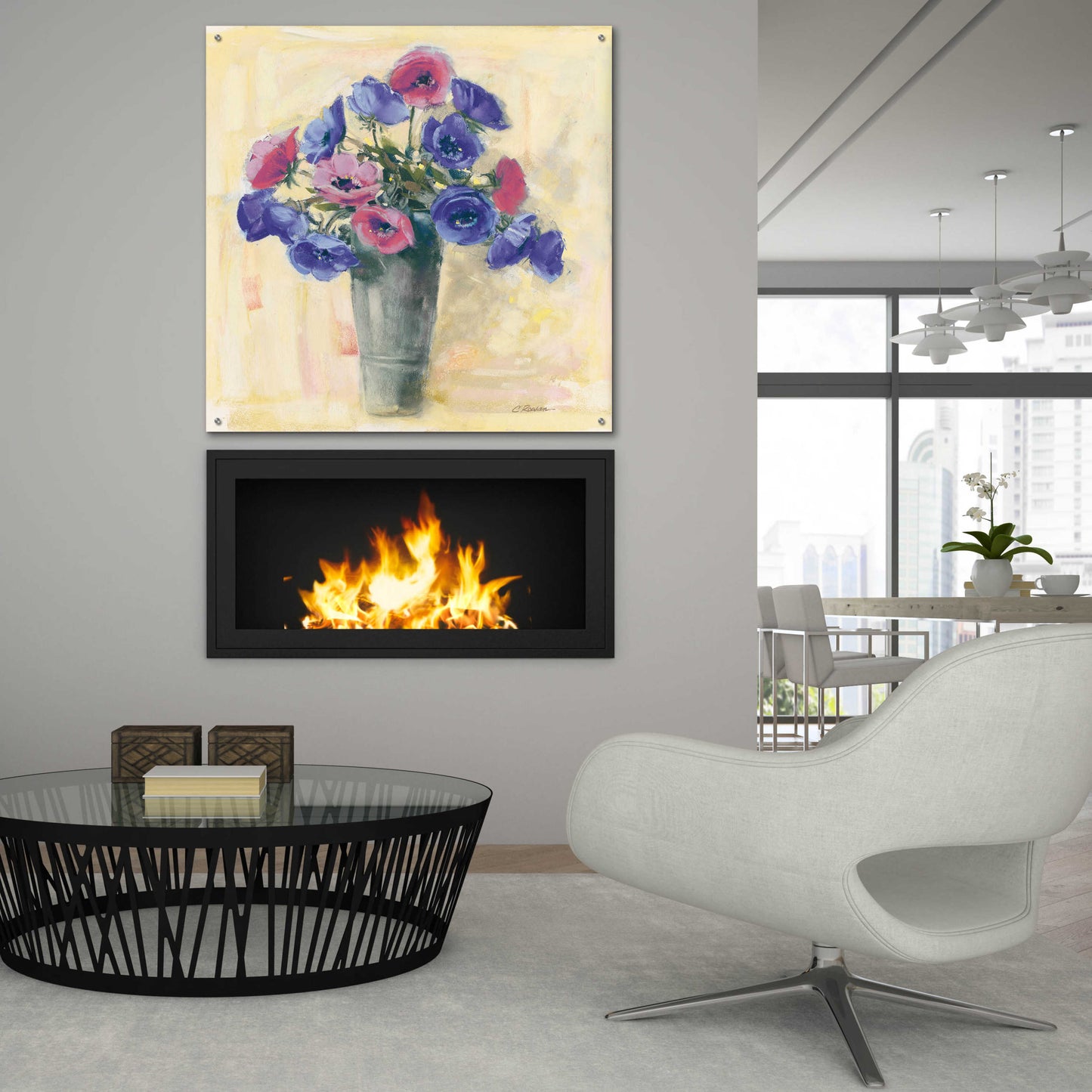 Epic Art 'Anemones I' by Carol Rowan, Acrylic Glass Wall Art,36x36