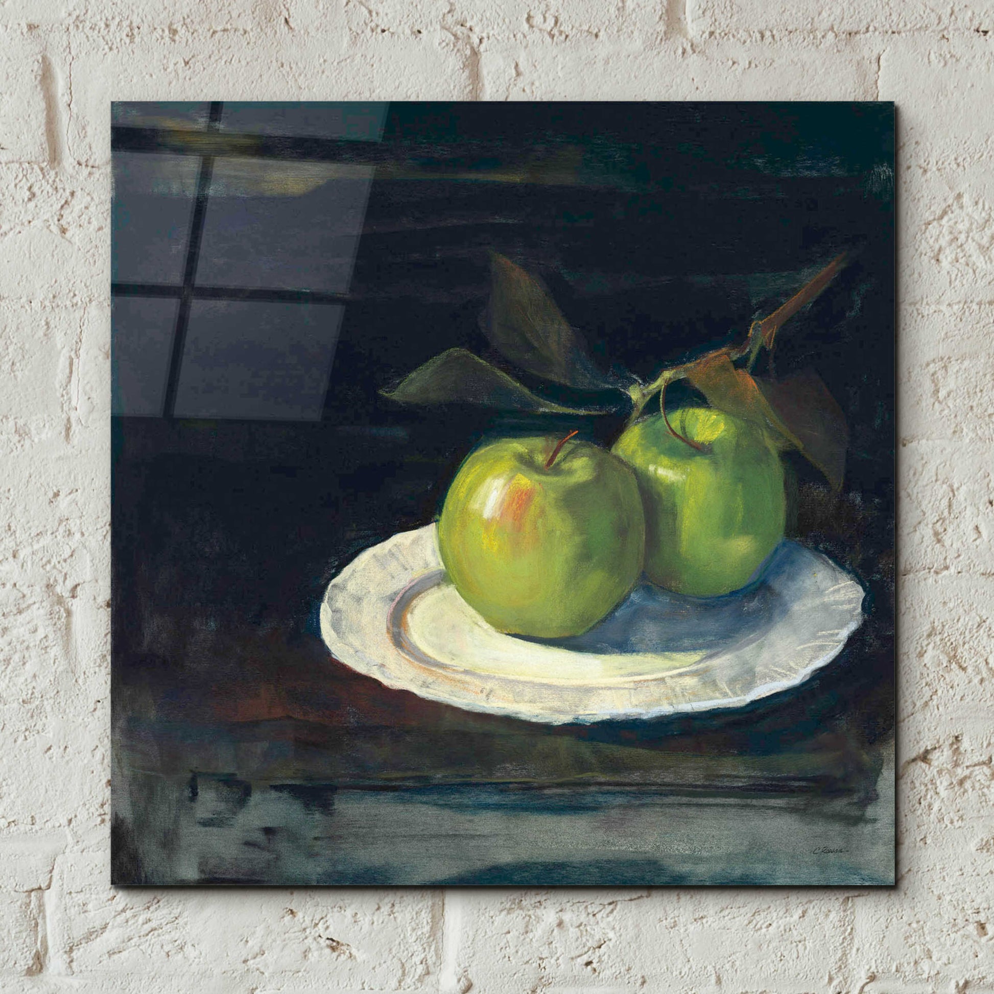 Epic Art 'Green Apples I No Border' by Carol Rowan, Acrylic Glass Wall Art,12x12