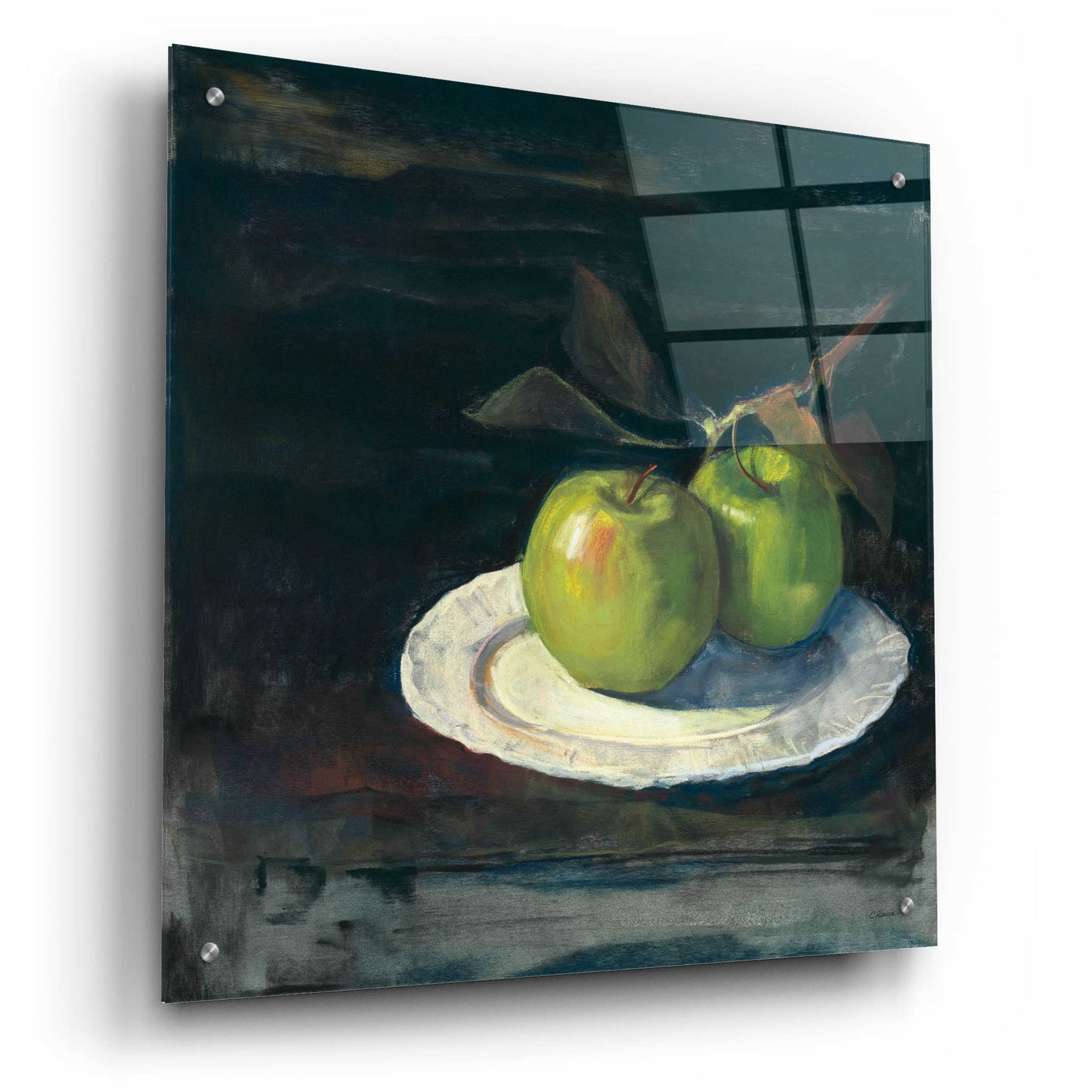 Epic Art 'Green Apples I No Border' by Carol Rowan, Acrylic Glass Wall Art,24x24