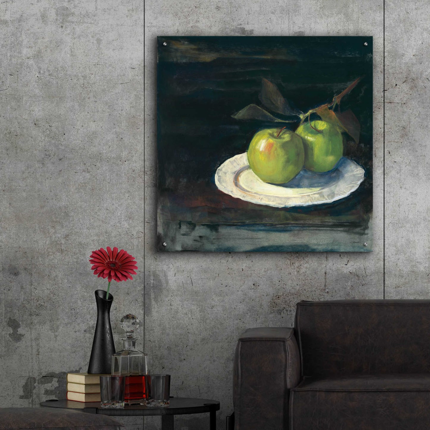 Epic Art 'Green Apples I No Border' by Carol Rowan, Acrylic Glass Wall Art,36x36
