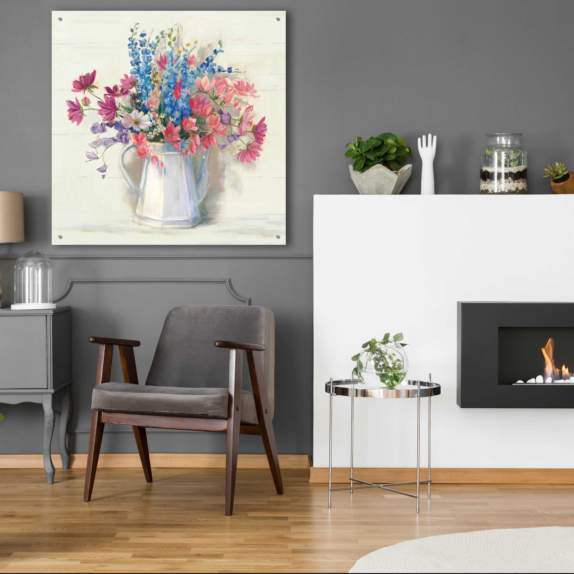 Epic Art 'Ironstone Bouquet I Bright' by Carol Rowan, Acrylic Glass Wall Art,36x36