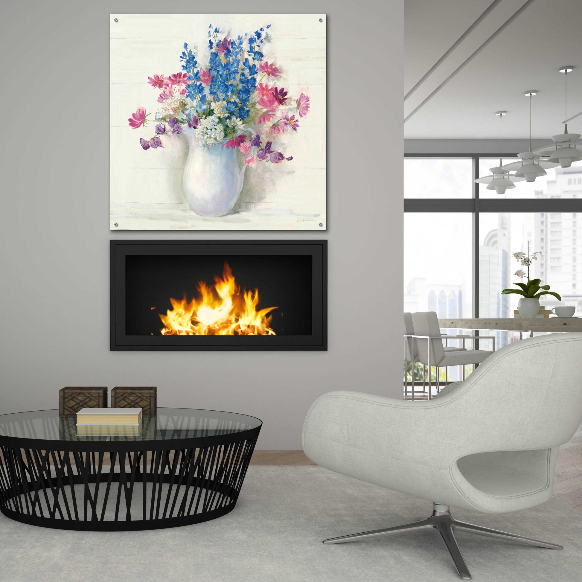 Epic Art 'Ironstone Bouquet II Bright' by Carol Rowan, Acrylic Glass Wall Art,36x36