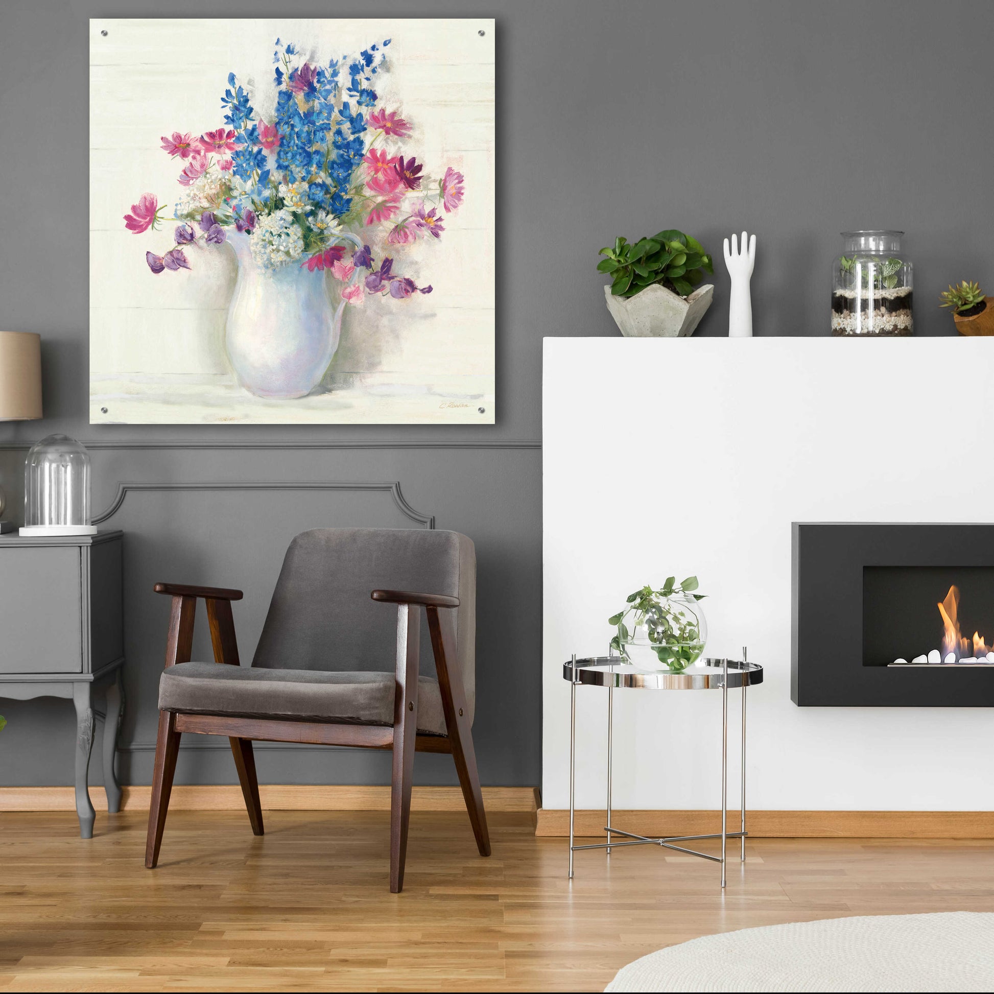 Epic Art 'Ironstone Bouquet II Bright' by Carol Rowan, Acrylic Glass Wall Art,36x36