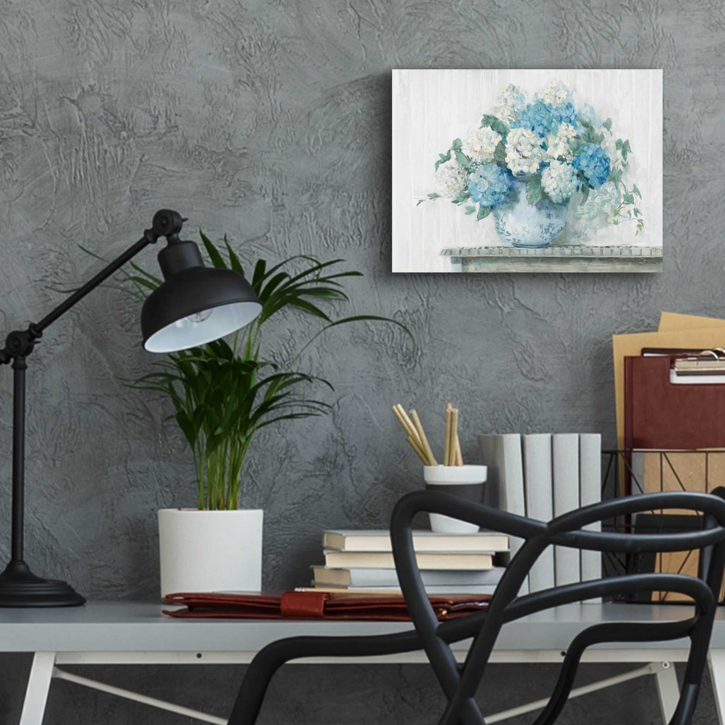 Epic Art 'Blue Hydrangea Cottage Crop' by Carol Rowan, Acrylic Glass Wall Art,16x12