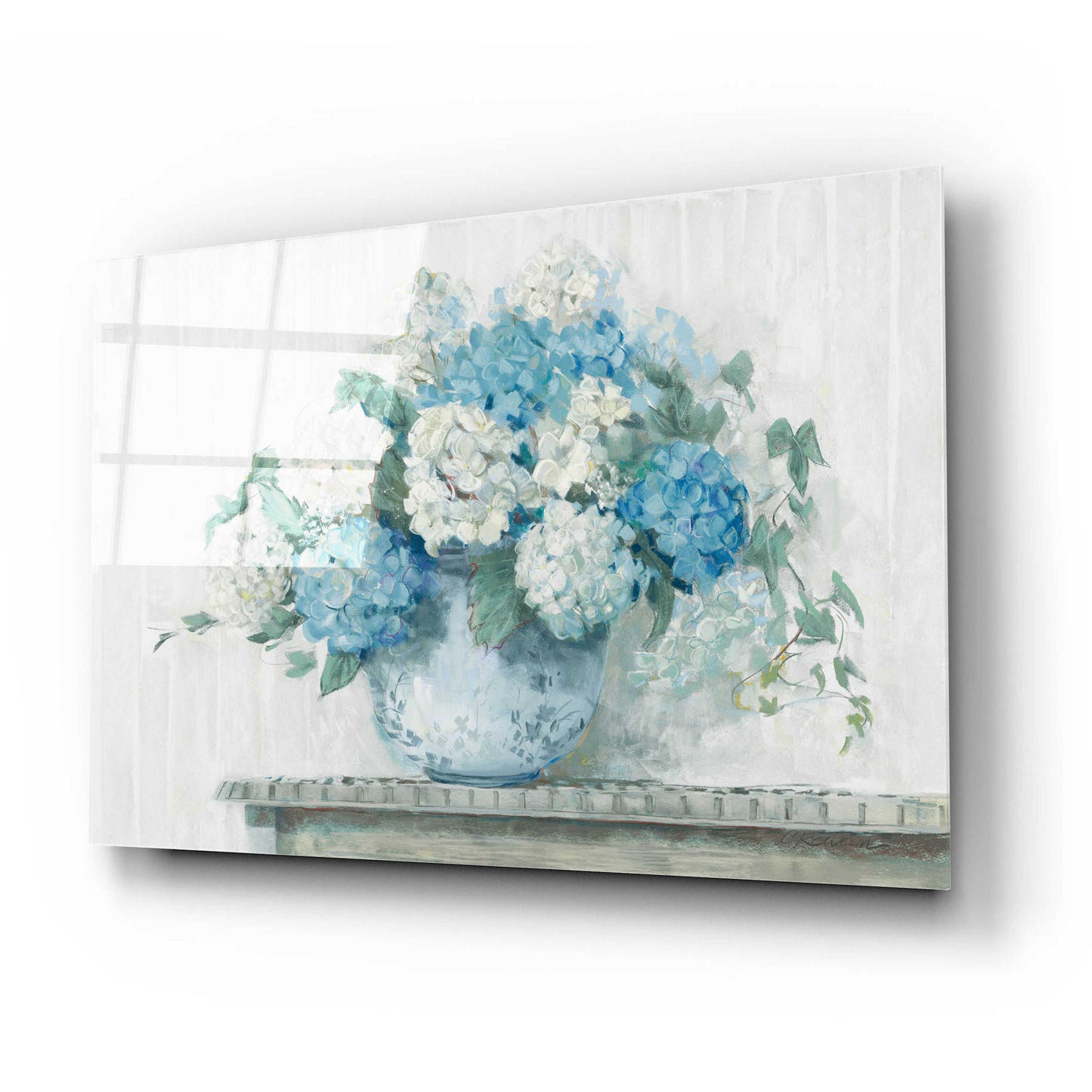 Epic Art 'Blue Hydrangea Cottage Crop' by Carol Rowan, Acrylic Glass Wall Art,24x16