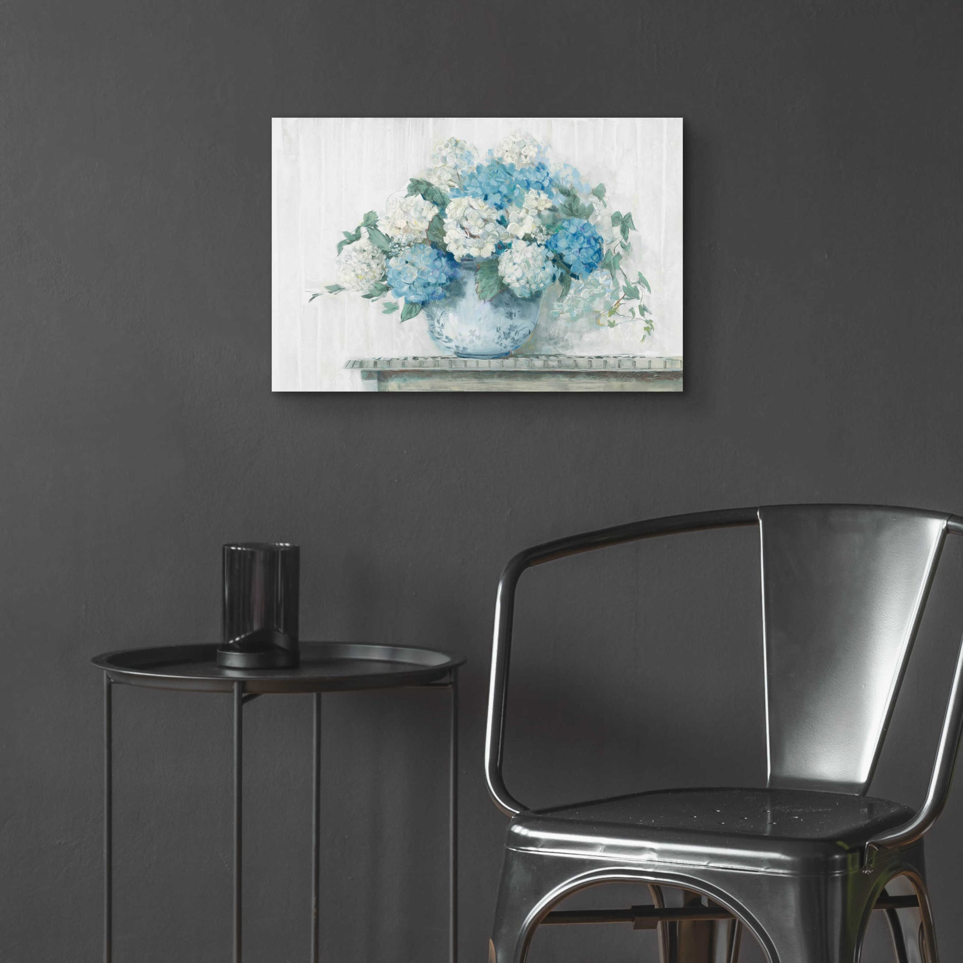 Epic Art 'Blue Hydrangea Cottage Crop' by Carol Rowan, Acrylic Glass Wall Art,24x16