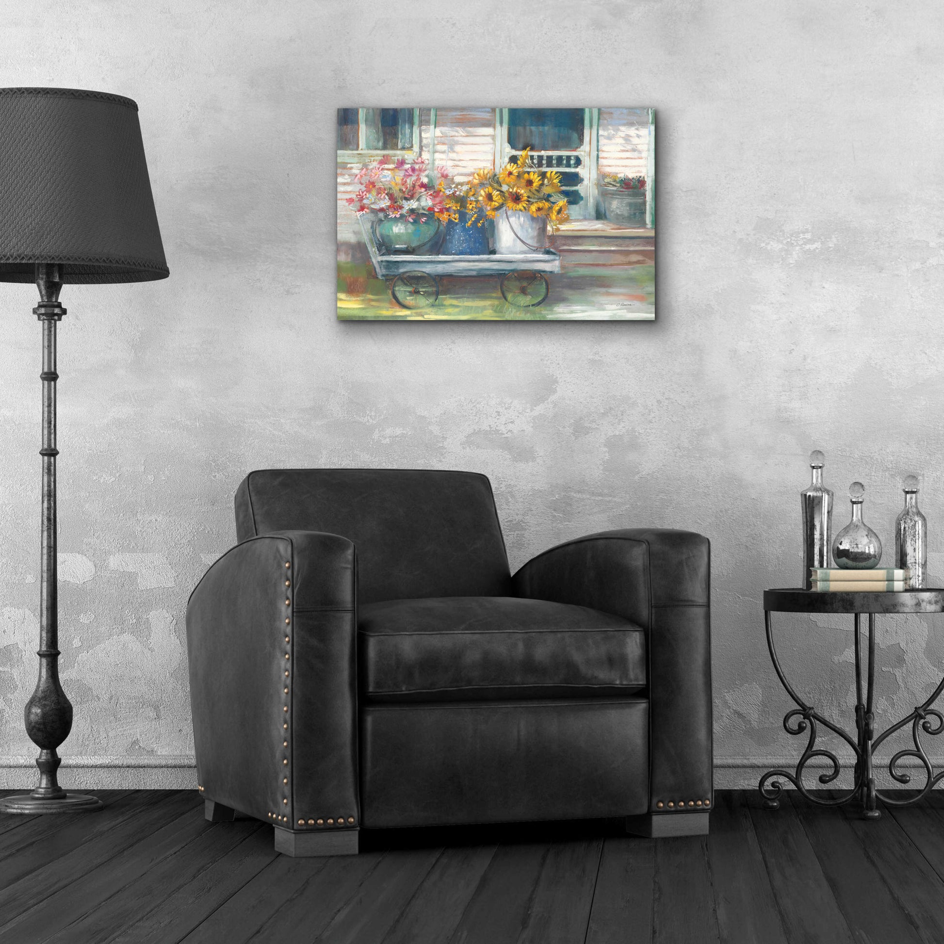 Epic Art 'Garden Wagon Bright' by Carol Rowan, Acrylic Glass Wall Art,24x16