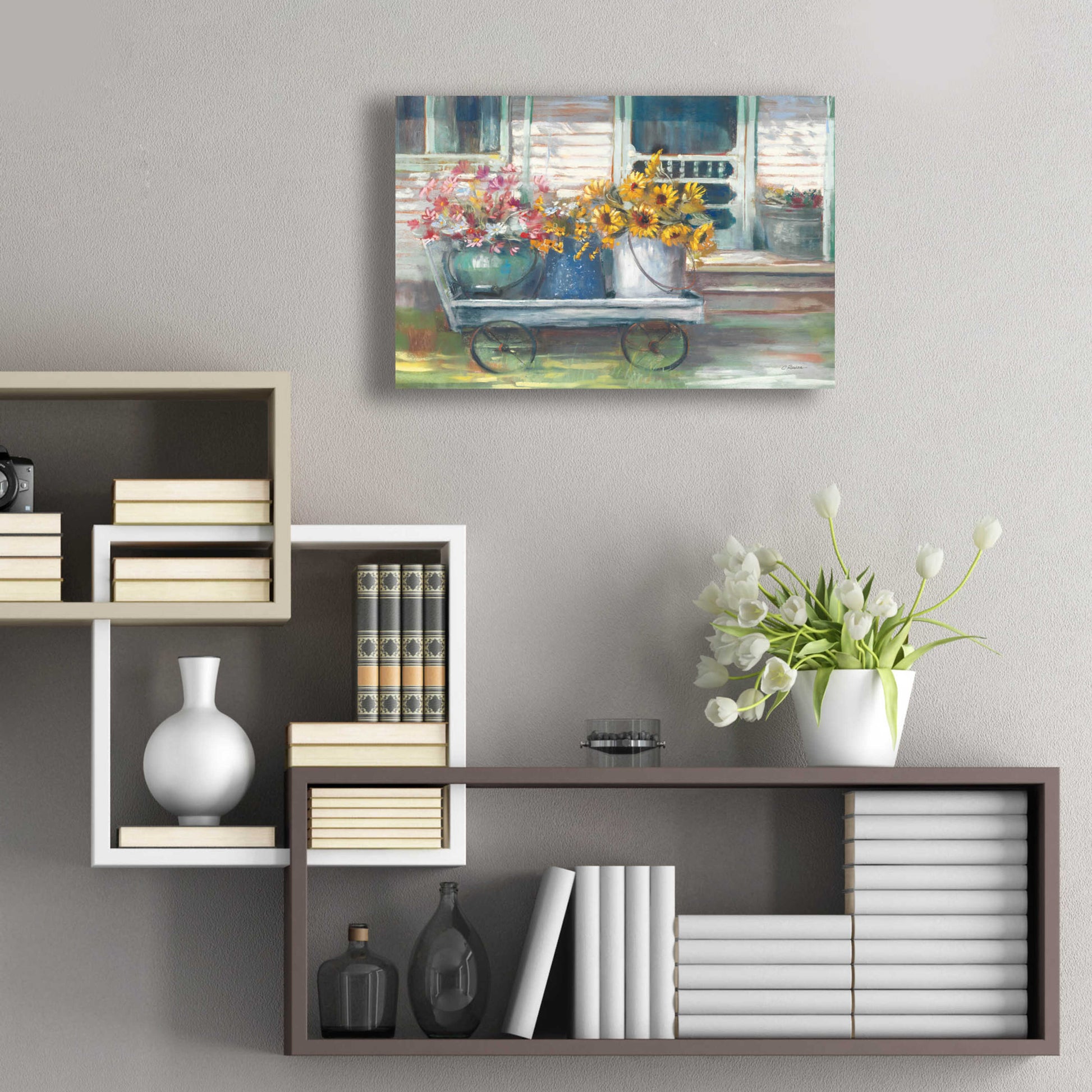 Epic Art 'Garden Wagon Bright' by Carol Rowan, Acrylic Glass Wall Art,24x16