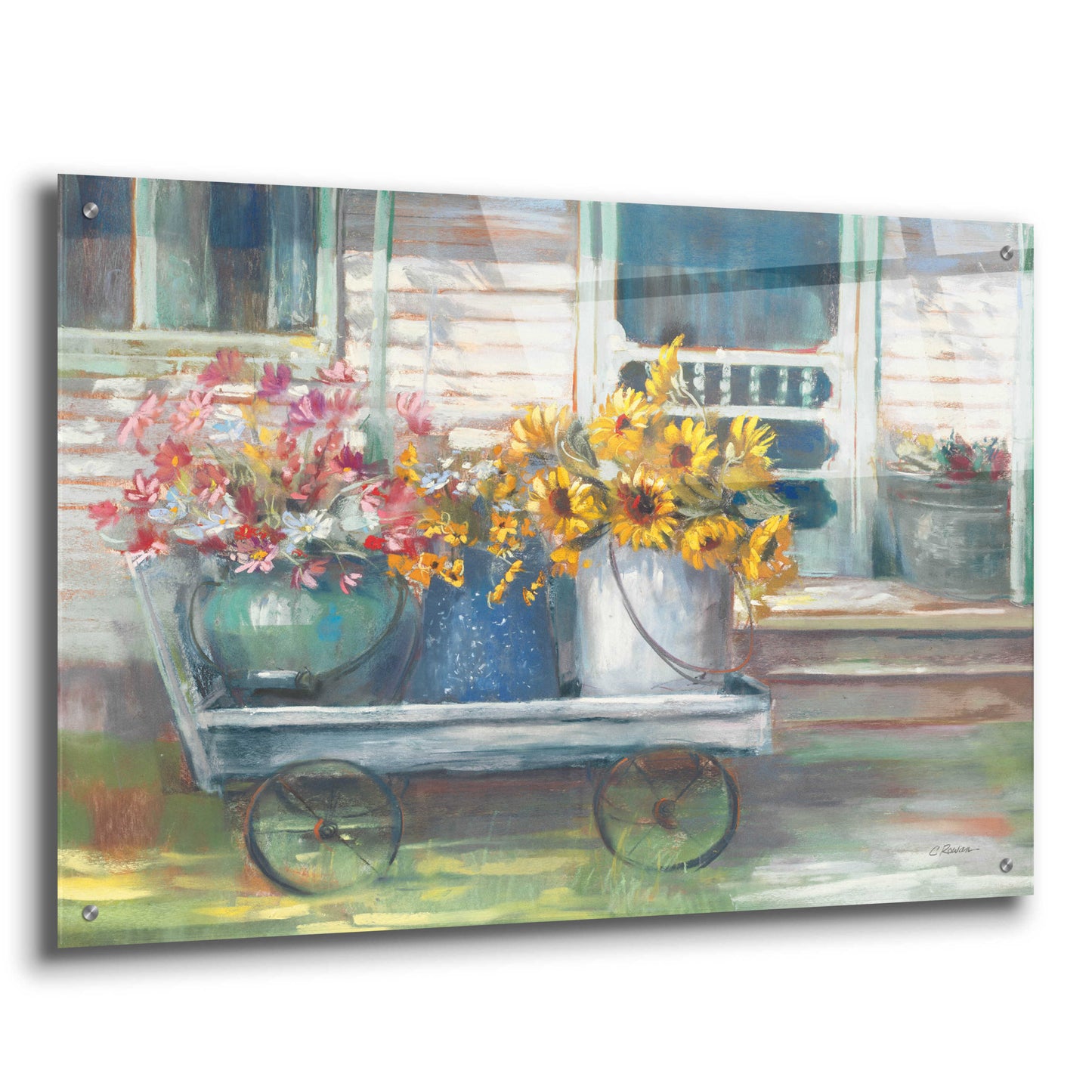 Epic Art 'Garden Wagon Bright' by Carol Rowan, Acrylic Glass Wall Art,36x24