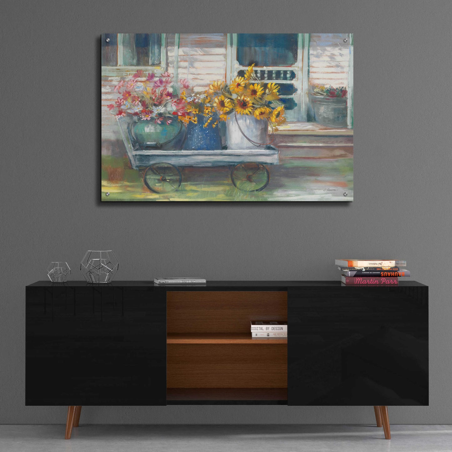 Epic Art 'Garden Wagon Bright' by Carol Rowan, Acrylic Glass Wall Art,36x24