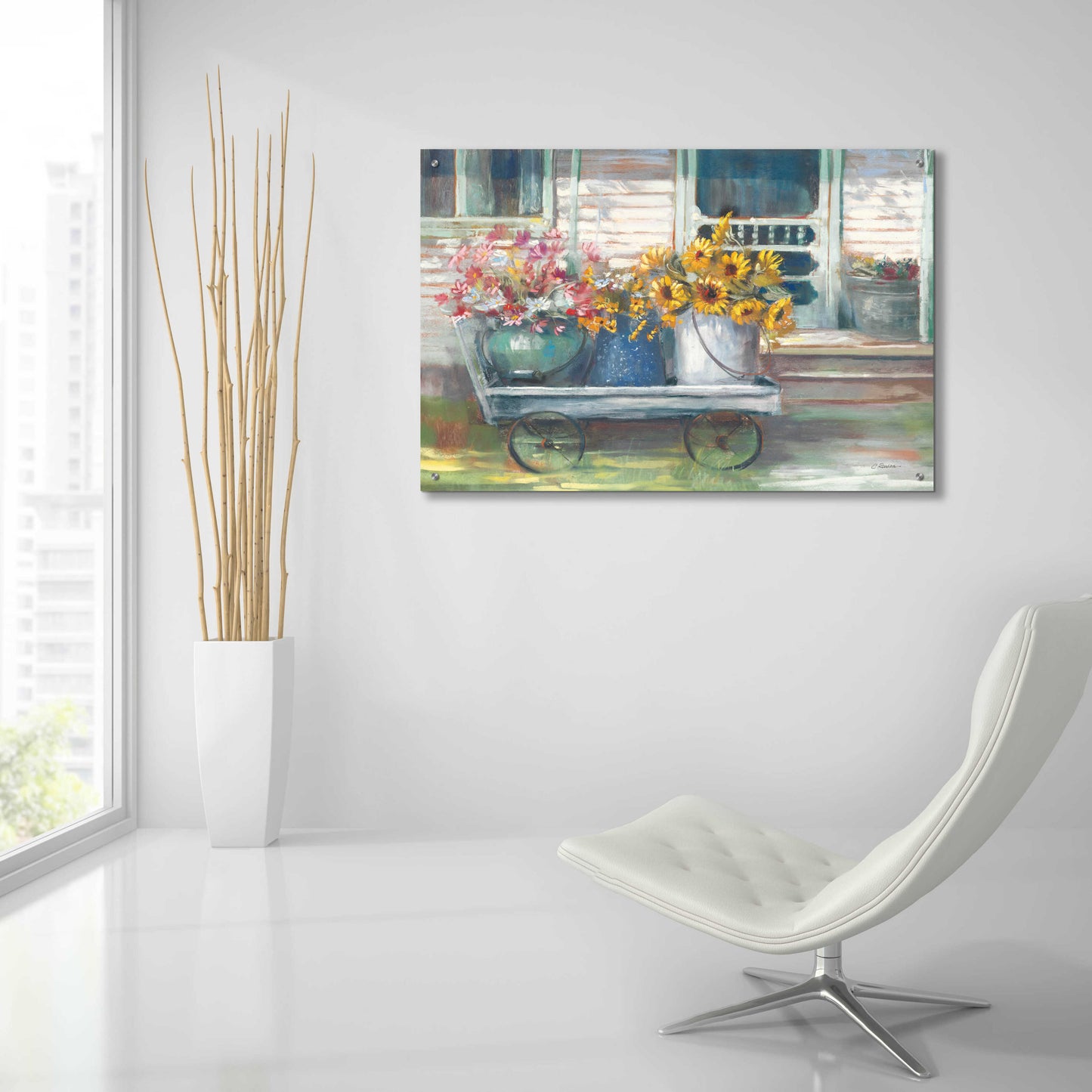 Epic Art 'Garden Wagon Bright' by Carol Rowan, Acrylic Glass Wall Art,36x24