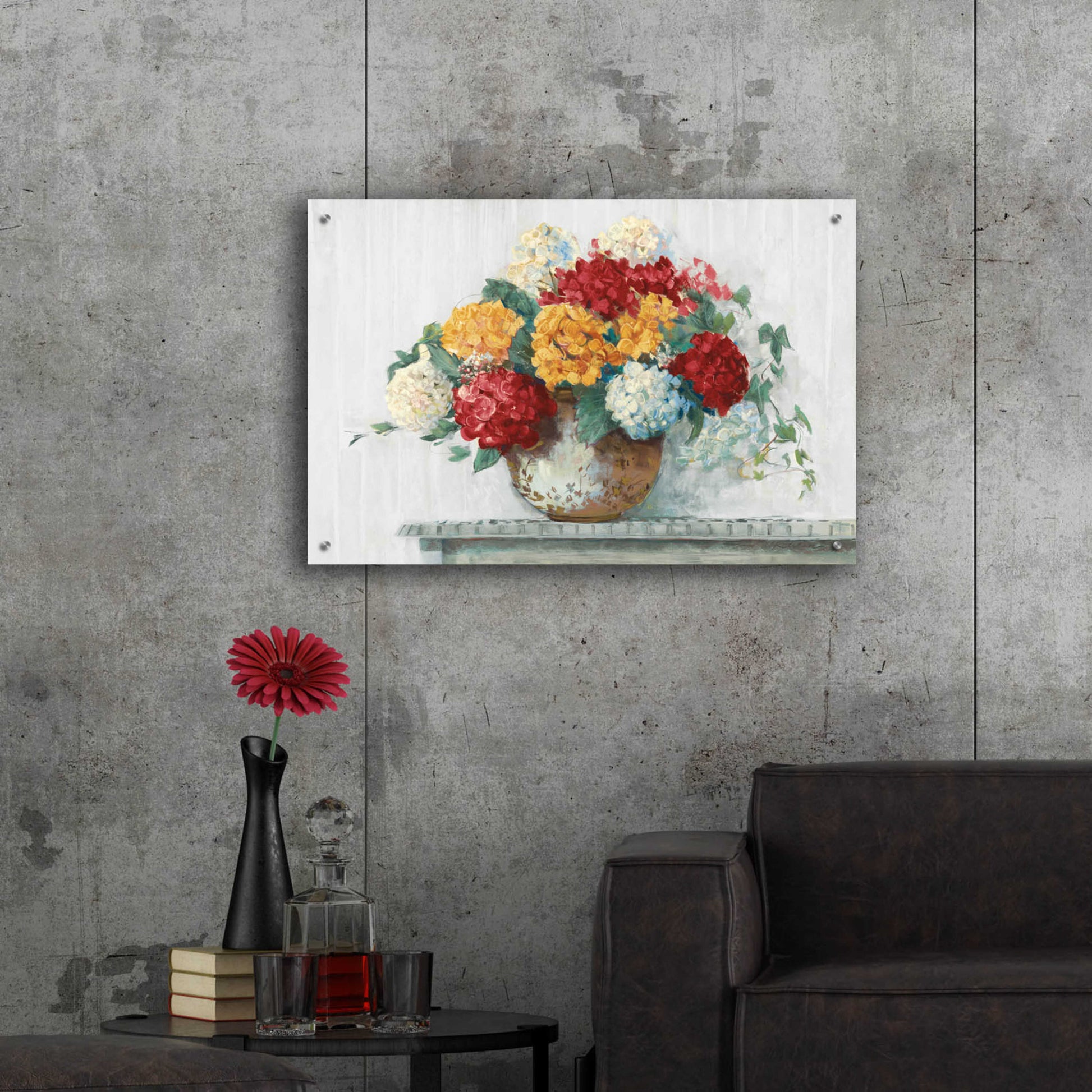 Epic Art 'Fall Hydrangea Cottage Crop' by Carol Rowan, Acrylic Glass Wall Art,36x24