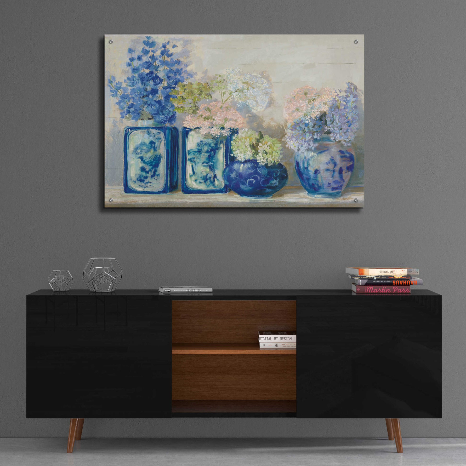 Epic Art 'Ladys Mantle On Shiplap Coral' by Carol Rowan, Acrylic Glass Wall Art,36x24