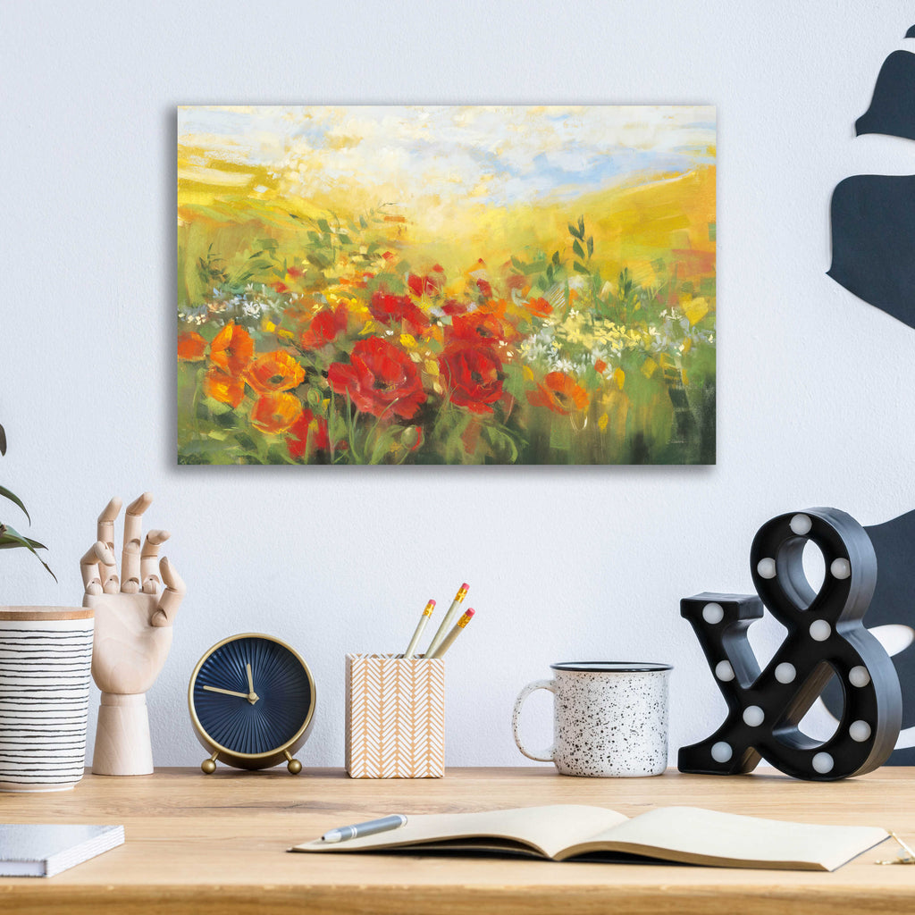 Oriental Poppy Field Crop by Carol Rowan - 16x12 acrylic wall art in a room