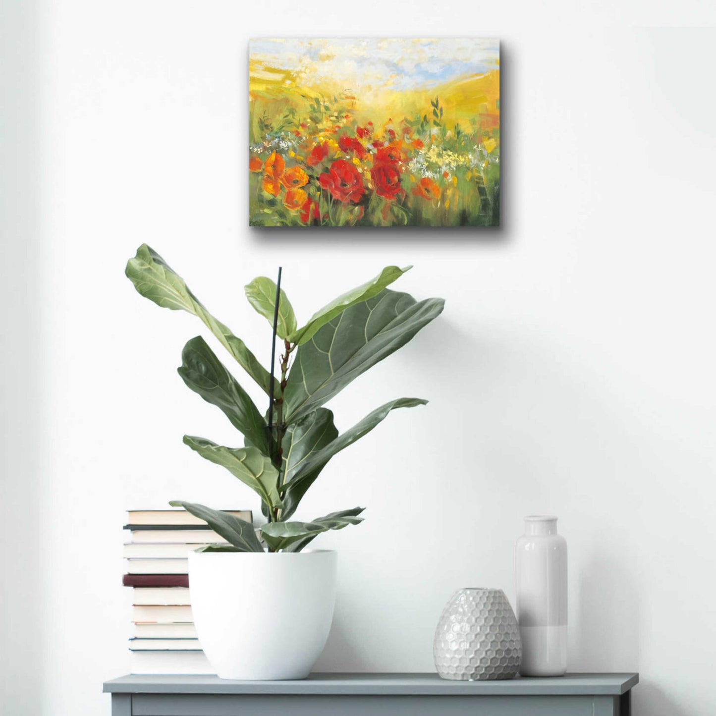 Epic Art 'Oriental Poppy Field Crop' by Carol Rowan, Acrylic Glass Wall Art,16x12