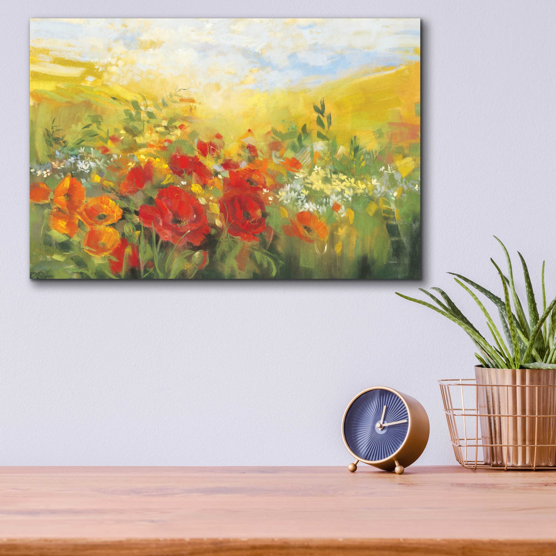 Epic Art 'Oriental Poppy Field Crop' by Carol Rowan, Acrylic Glass Wall Art,16x12