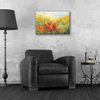 Oriental Poppy Field Crop by Carol Rowan - 24x16 acrylic wall art in a room