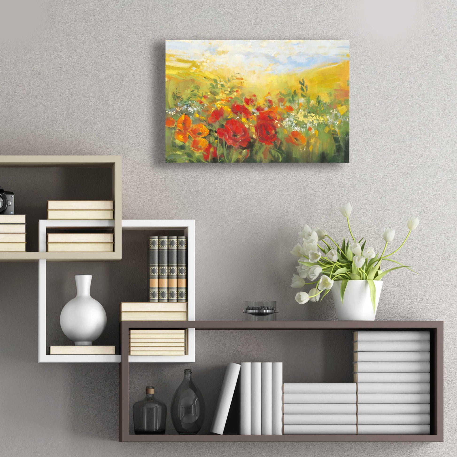 Epic Art 'Oriental Poppy Field Crop' by Carol Rowan, Acrylic Glass Wall Art,24x16