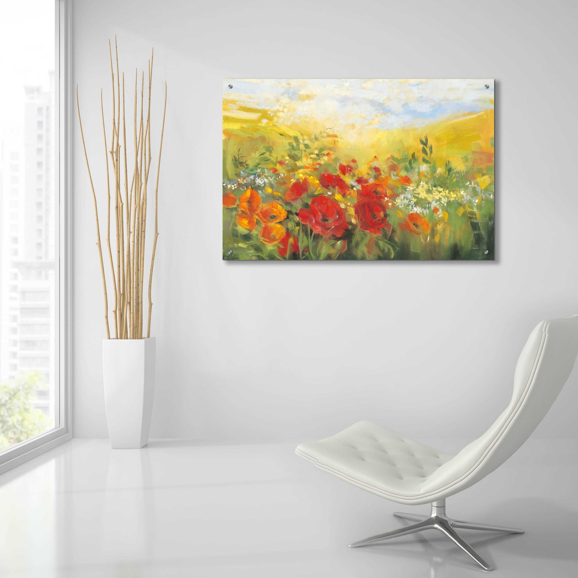 Epic Art 'Oriental Poppy Field Crop' by Carol Rowan, Acrylic Glass Wall Art,36x24