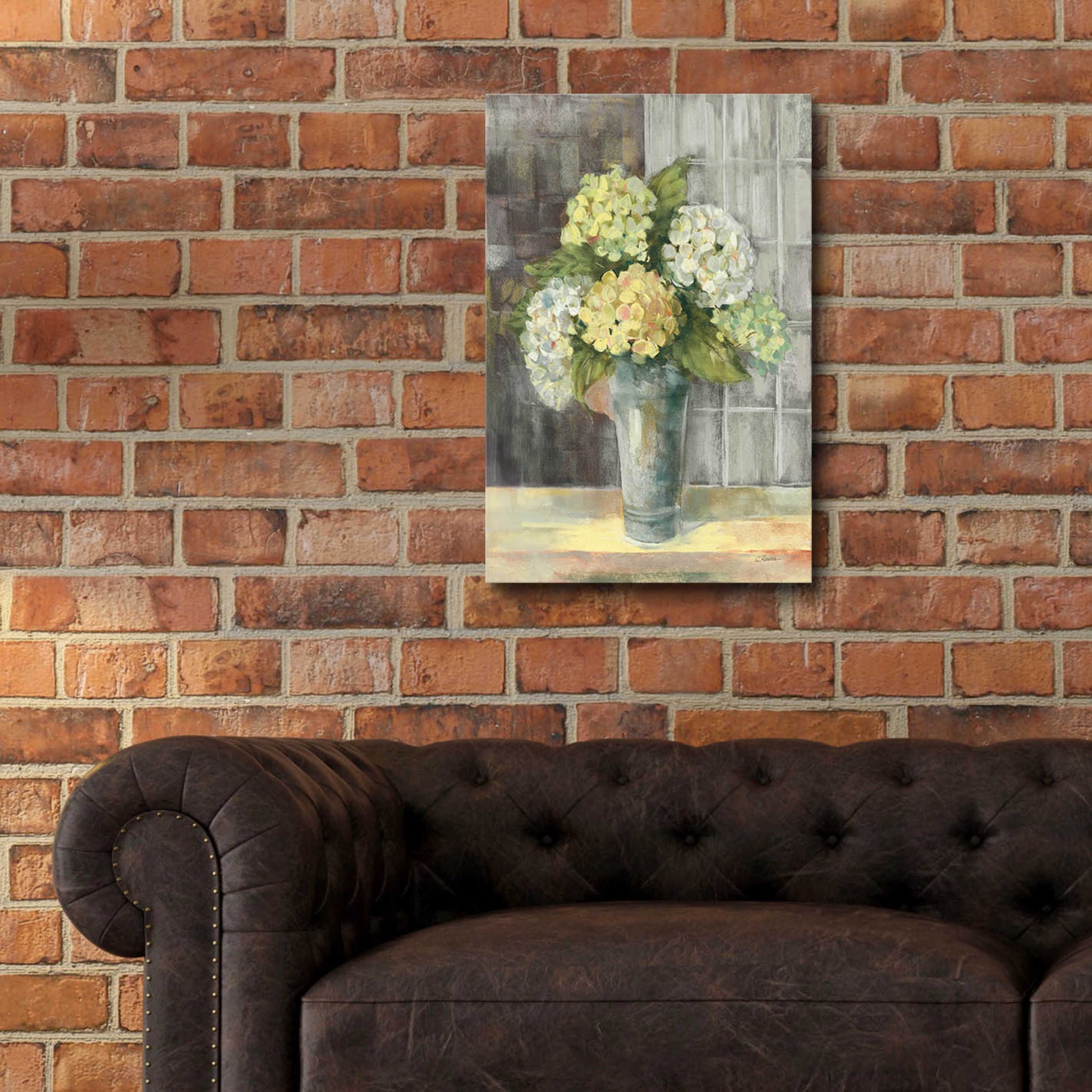 Epic Art 'Yellow Hydrangea Gray' by Carol Rowan, Acrylic Glass Wall Art,16x24