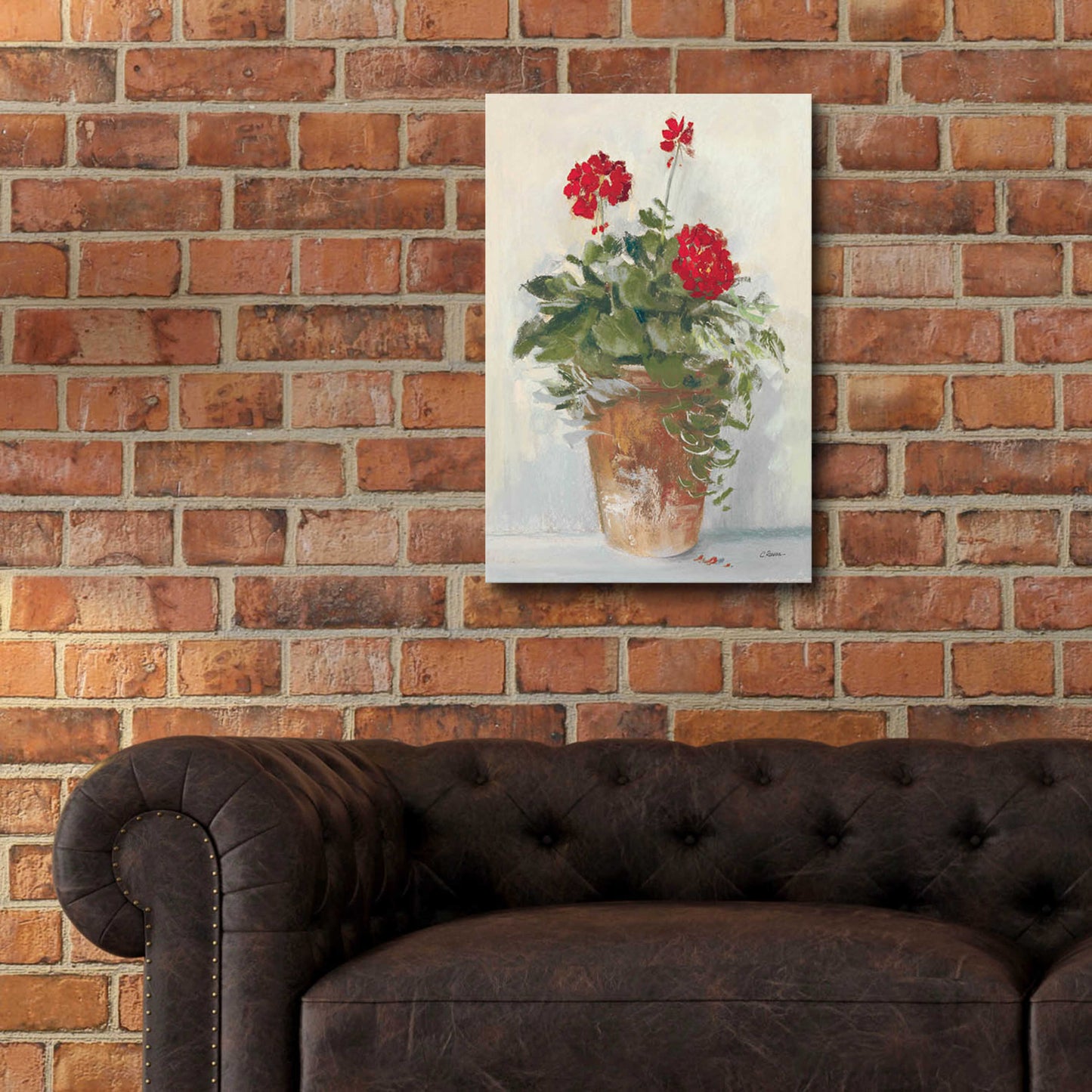 Epic Art 'Potted Geraniums II Light' by Carol Rowan, Acrylic Glass Wall Art,16x24