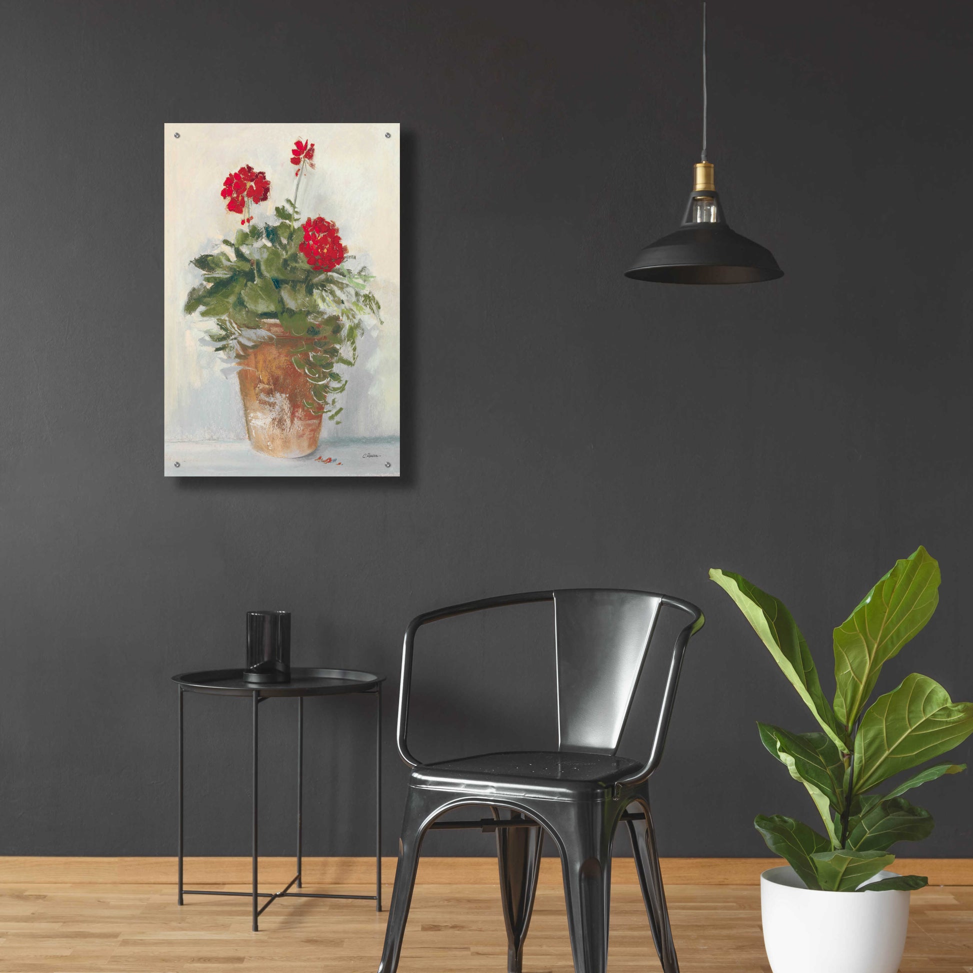 Epic Art 'Potted Geraniums II Light' by Carol Rowan, Acrylic Glass Wall Art,24x36